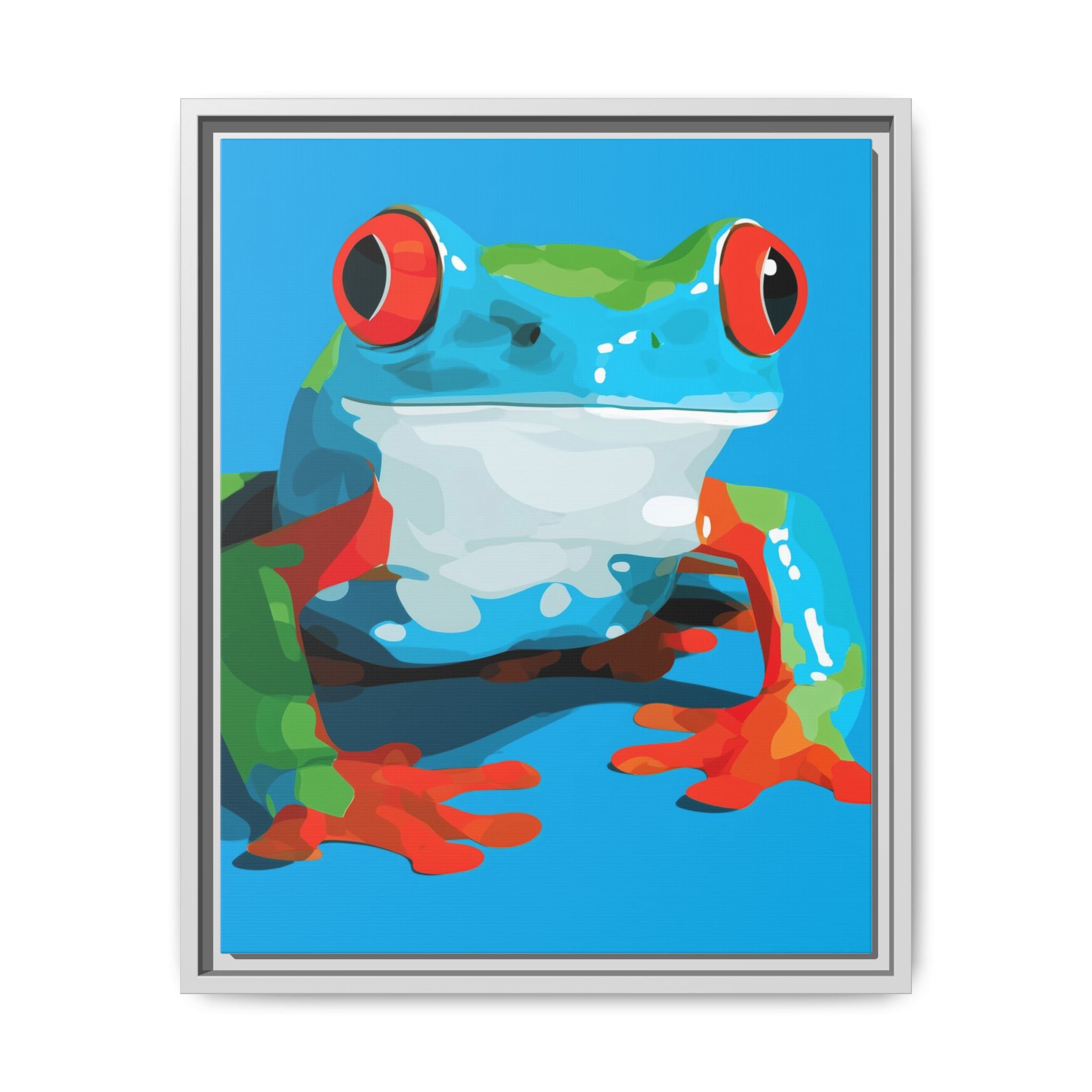 Red-Eyed Green Tree Frog Framed Print : Graphic Design, Pop Art Amphibian Portrait   |  Personalized & Custom Orders Available