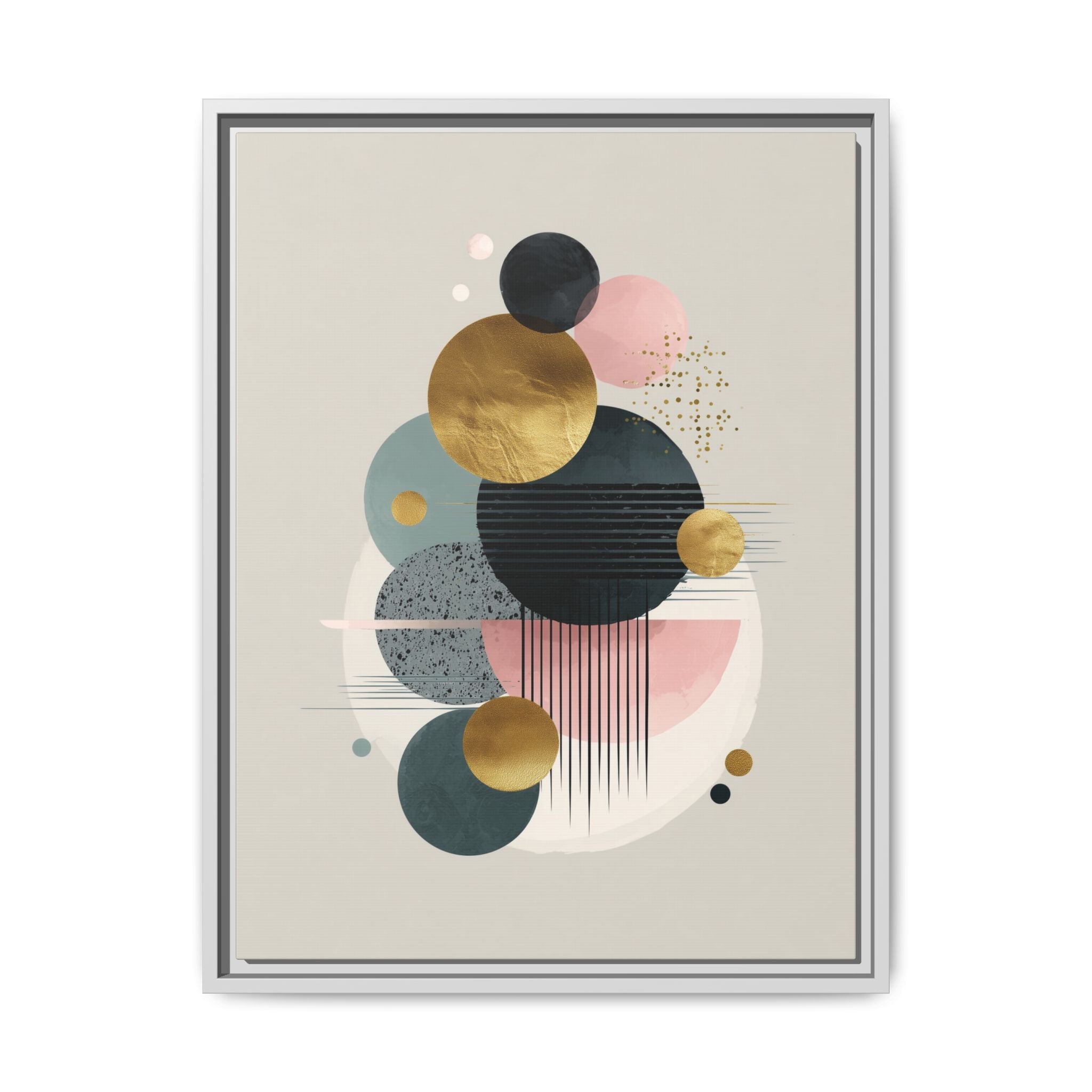 Geometric Harmony: Intersecting Circles, Mid-Century Modern Design, Abstract Metallic Composition   |   Custom Orders Accepted