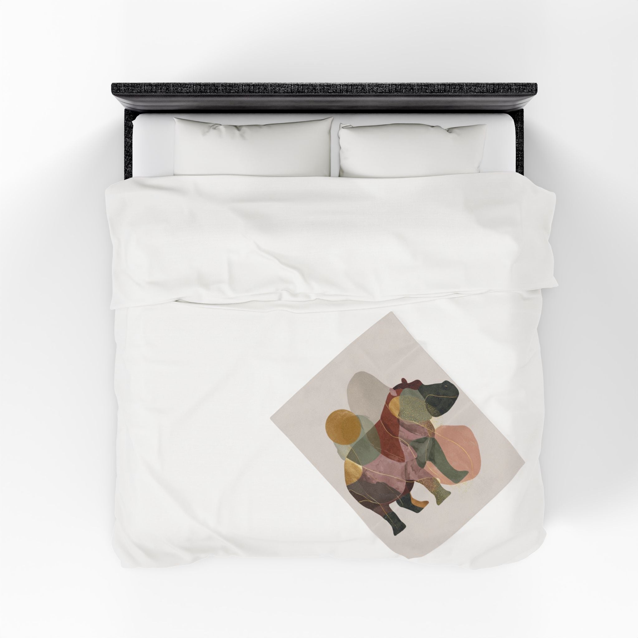 Geometric Hippo Silhouette: Abstract Animal Art, Modern Watercolor Interpretation   |    Custom Orders Available