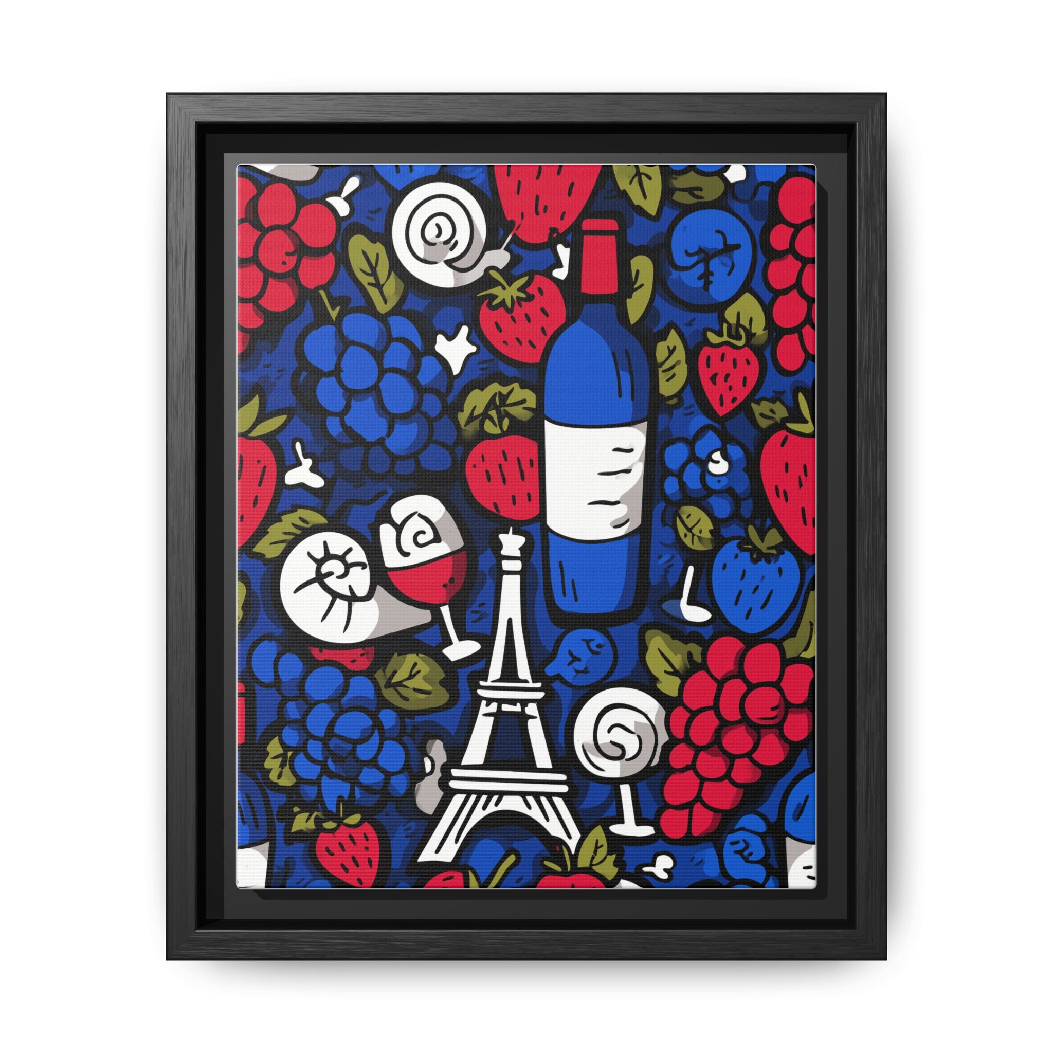 French Wine & Fruit Matte Canvas Art — Framed Paris Kitchen Print
