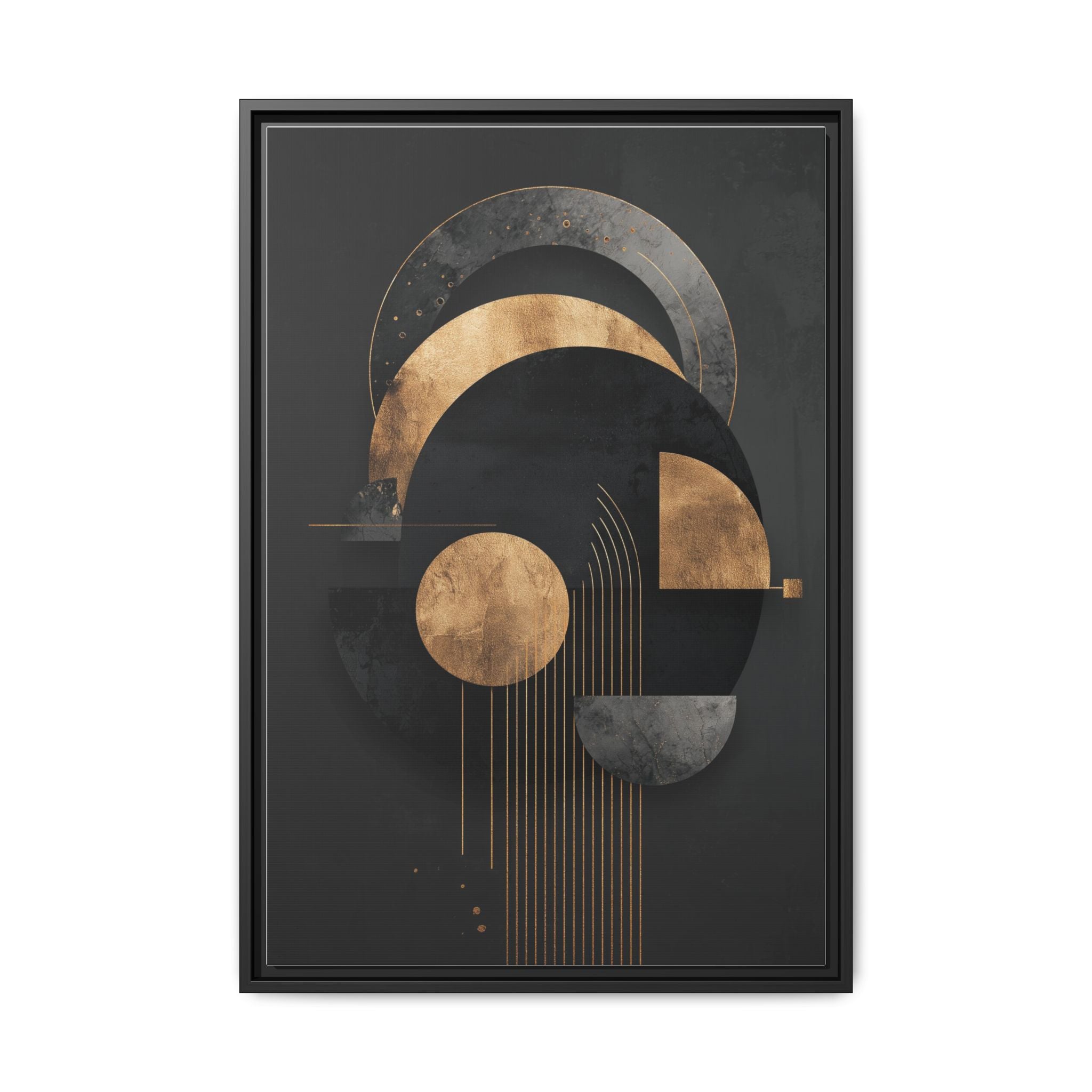 Geometric Resonance: Abstract Gold and Black Design, Minimalist Architectural Art, Modern Metallic Composition   |   Custom Orders Accepted