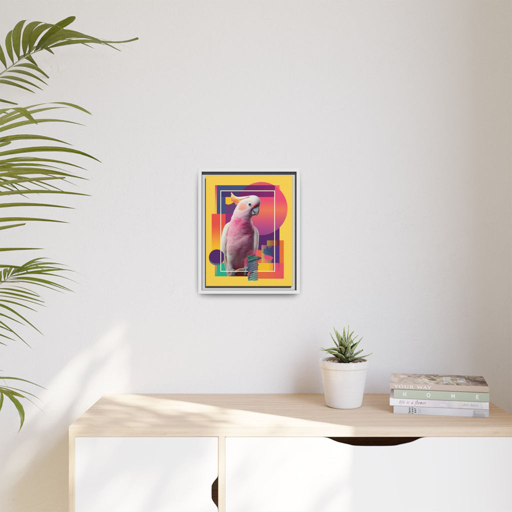 Framed Print, Cockatoo Abstract Geometric Wall Art, Matte Canvas, Colorful Bird Poster, Modern Home Decor, Tropical Animal Painting, Unique