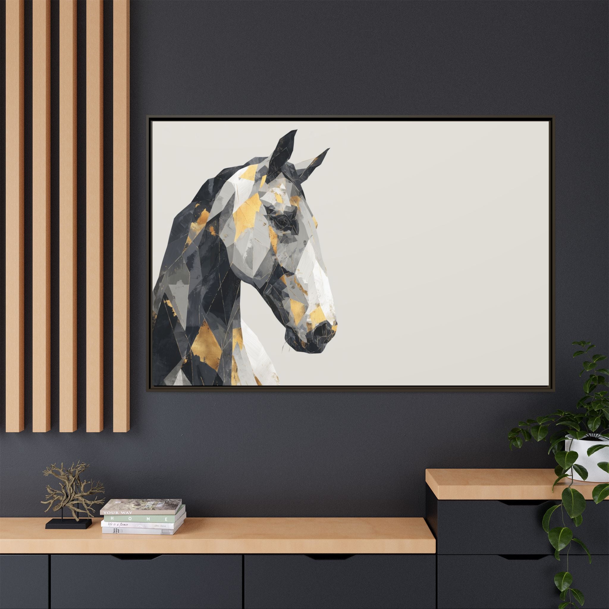 Equine Geometrica: Contemporary Cubist Horse, Metallic Abstract Portrait   |  Personalized & Custom Orders Available