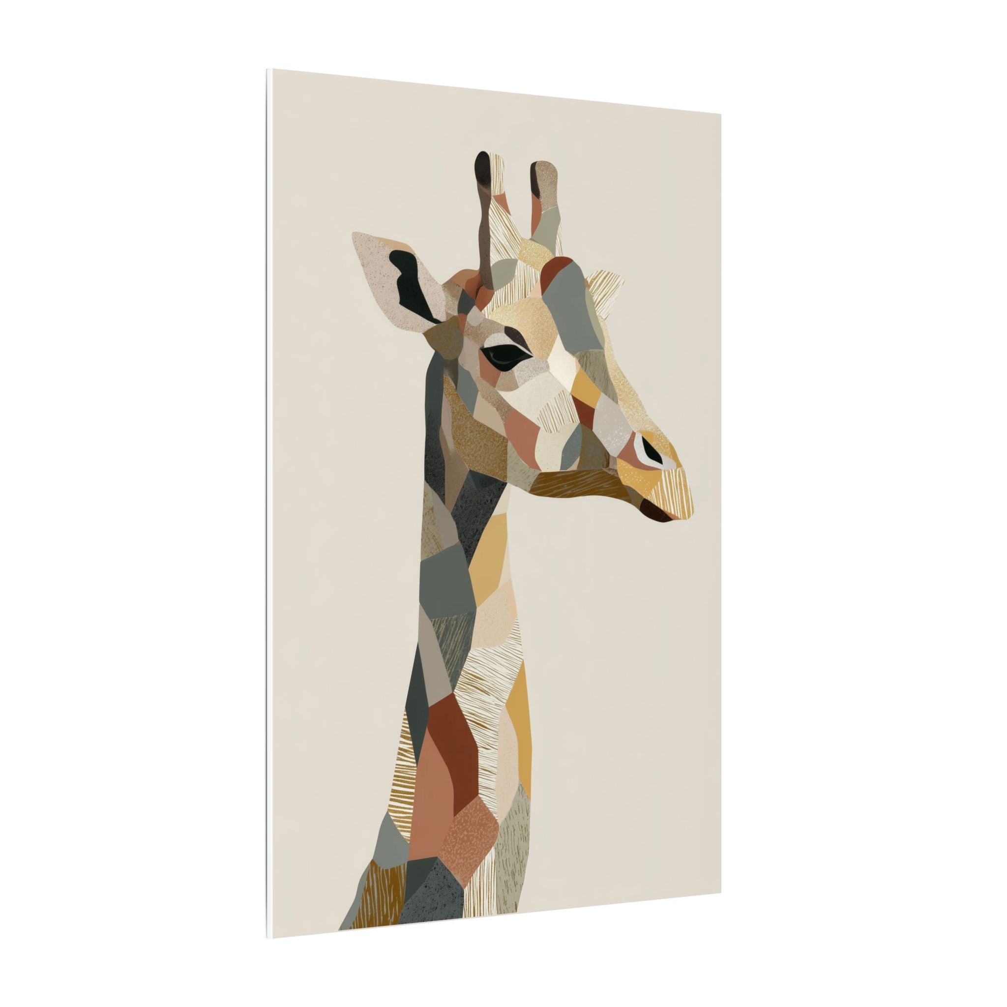 Geometric Giraffe: Modern Wildlife Art, Abstract Mosaic Portrait, Minimalist Earthtone Design   |  Personalized & Custom Orders Available