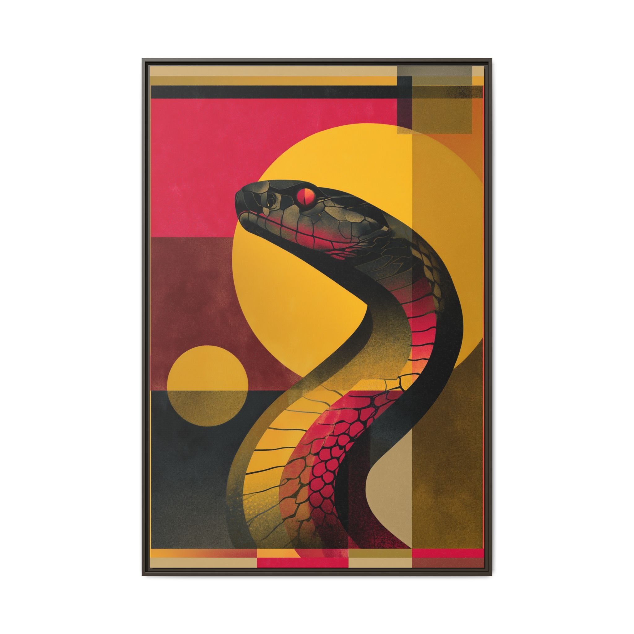 Framed Print, Geometric Snake Wall Art Print, Matte Canvas Picture, Home Decor Gift, Multi-color Serpent Poster, Modern Abstract Artwork