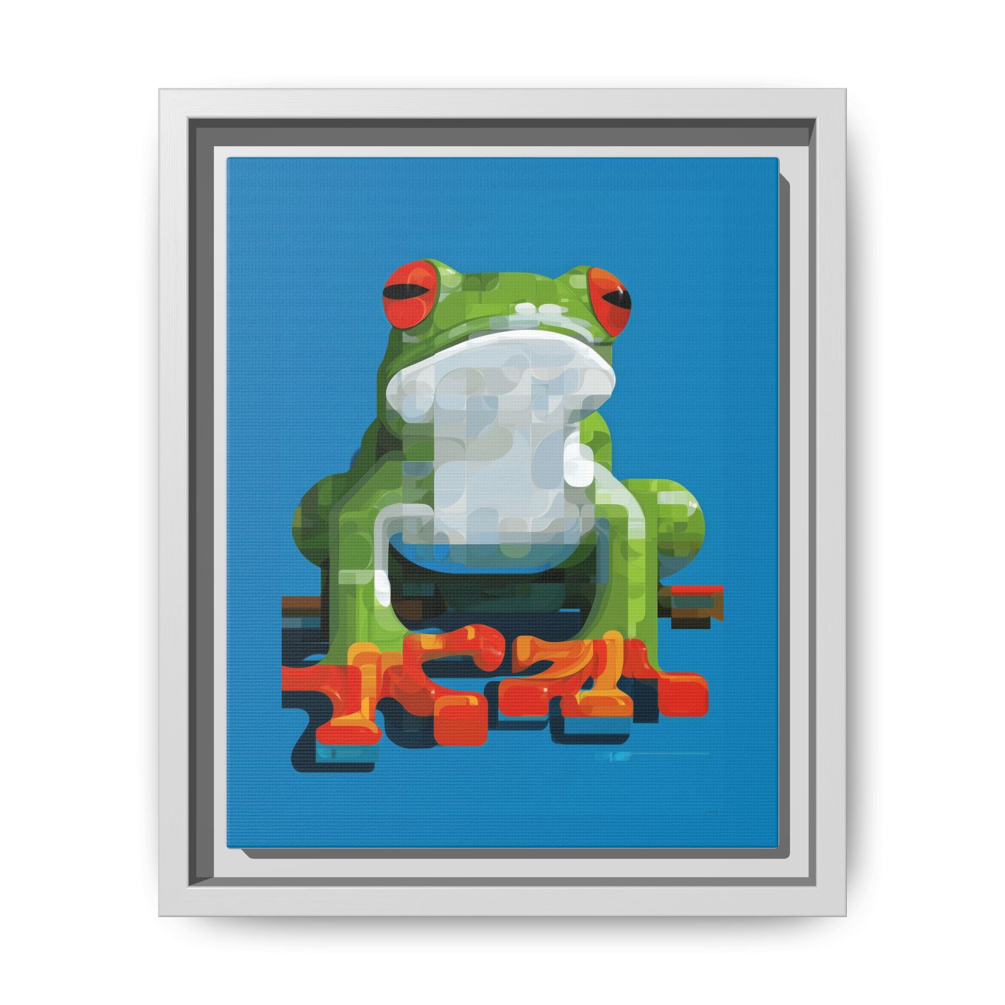 Mosaic Amphibian: Geometric Frog Portrait, Digital Pixel Art Illustration   |    Custom Orders Available
