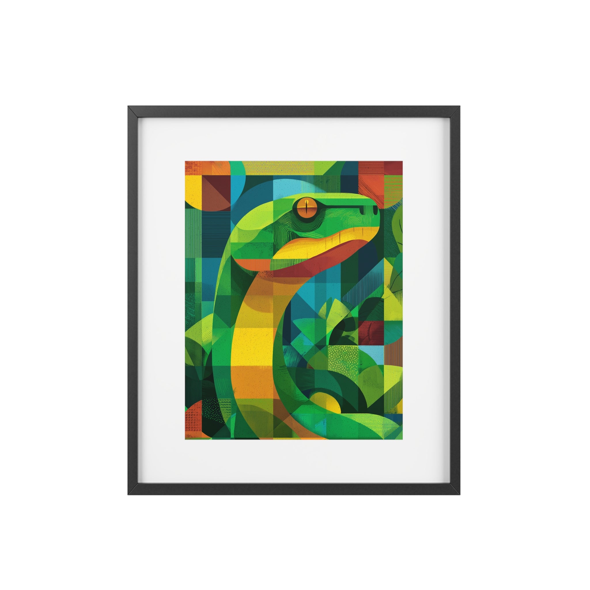 Vibrant Snake Art Framed Poster, Colorful Wall Decor, Nature-Inspired Home Decor, Unique Gift for Animal Lovers, Modern Art Print