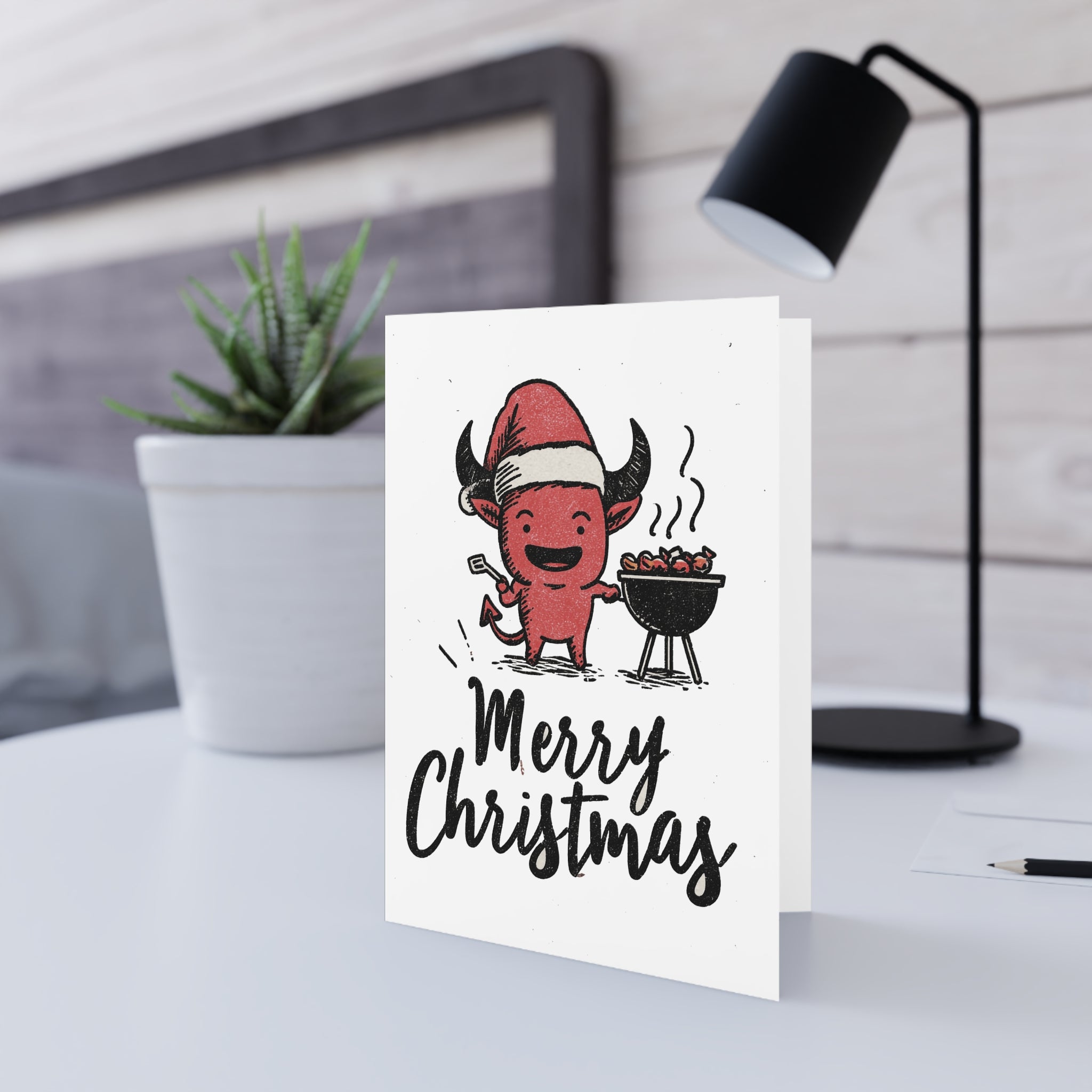 Grilling with the Devil: Holiday BBQ Cheer, Vintage Cartoon Style, Merry Christmas Graphic | Custom Orders Accepted