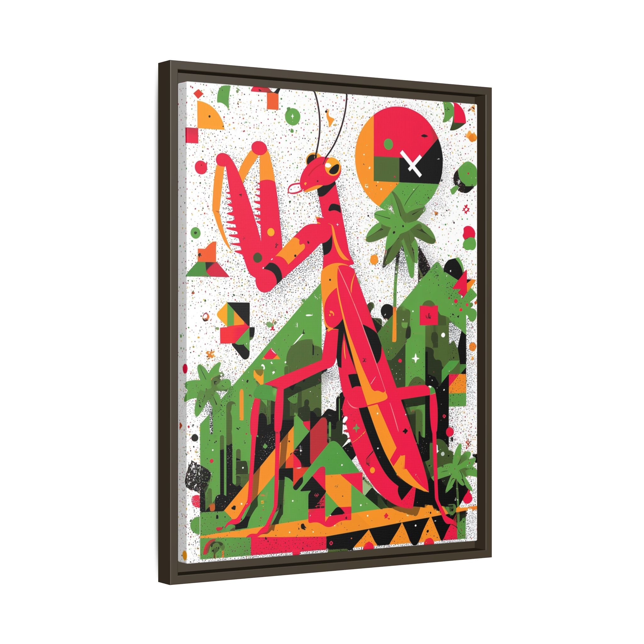 Praying Mantis in Bloom: Geometric Insect Portrait, Abstract Digital Illustration   |    Custom Orders Available
