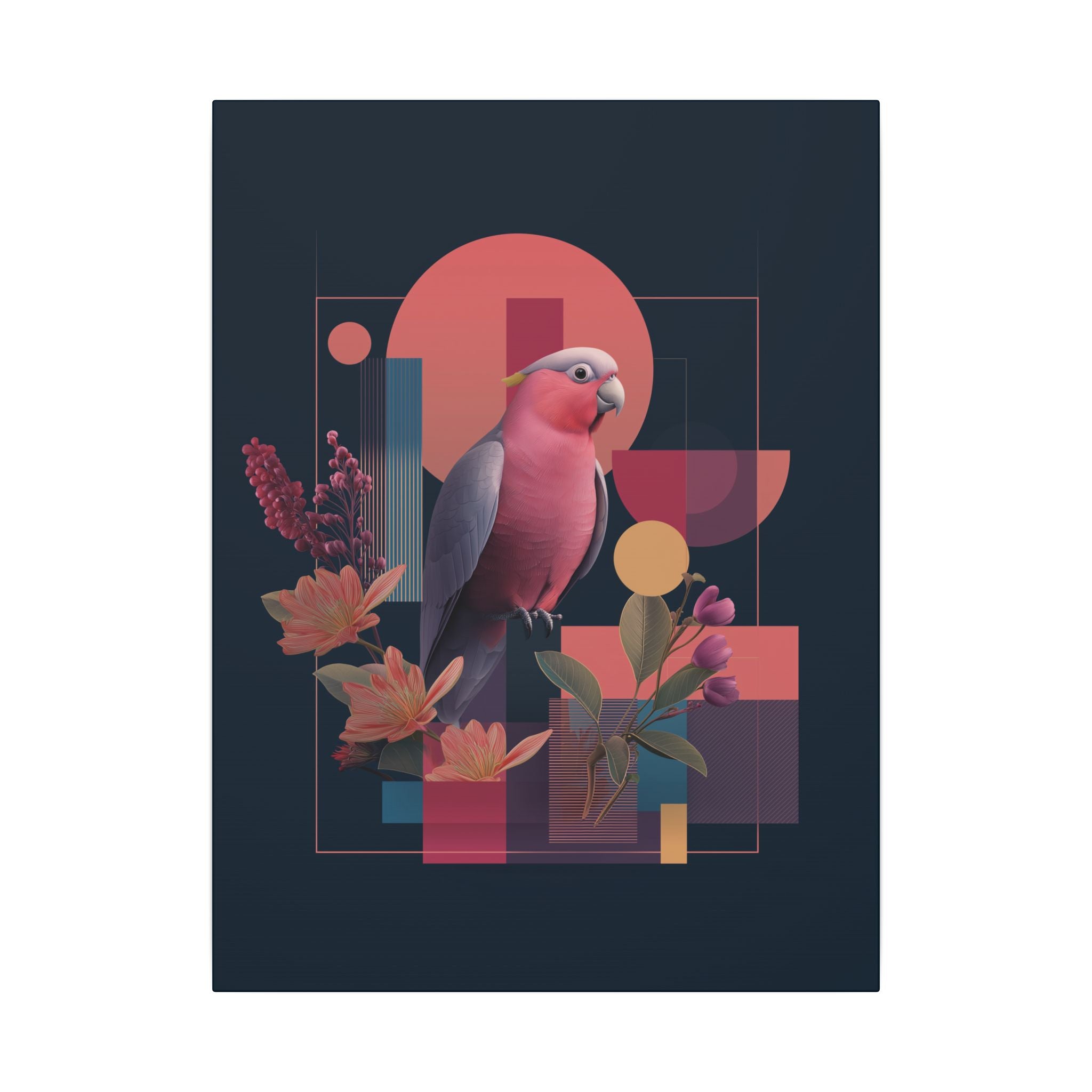 Geometric Parrot Symphony: Digital Neo-Retro Illustration, Abstract Avian Design   |    Custom Orders Available