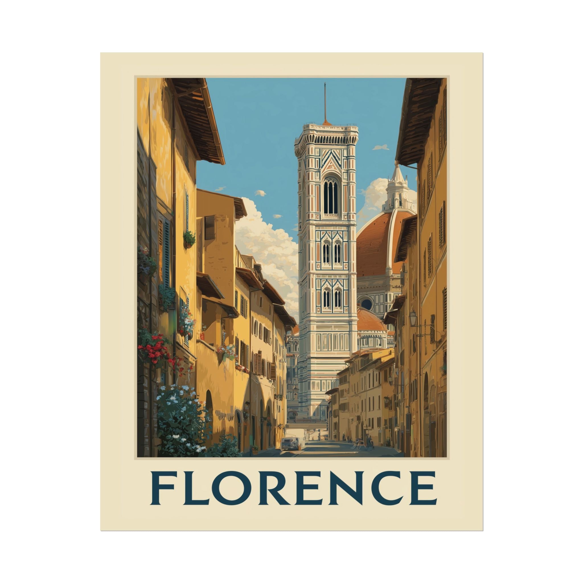 Florentine Reverie: Vintage Travel Poster of Italy, Renaissance Cityscape   |    Custom Orders Available
