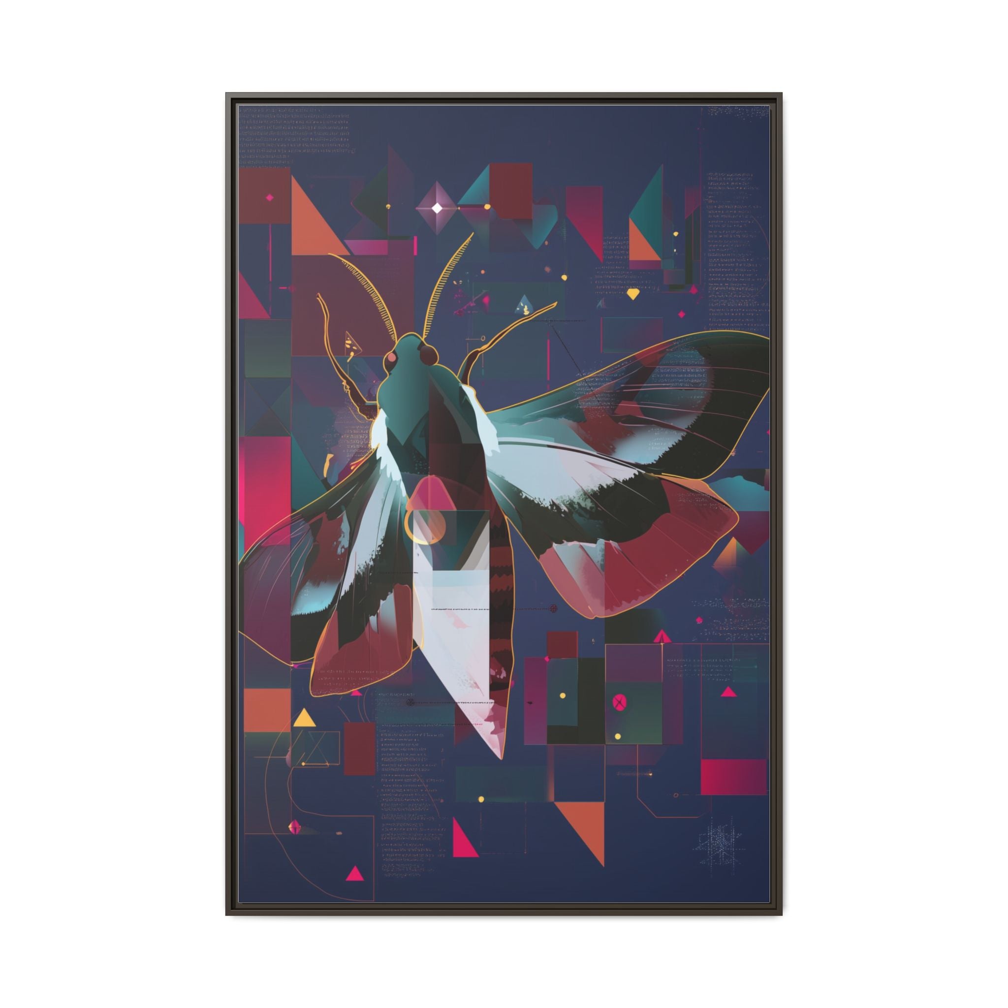 Metamorphic Circuits Framed Print : Geometric Butterfly Fusion, Digital Abstract Techno-Art   |   Custom Orders Available