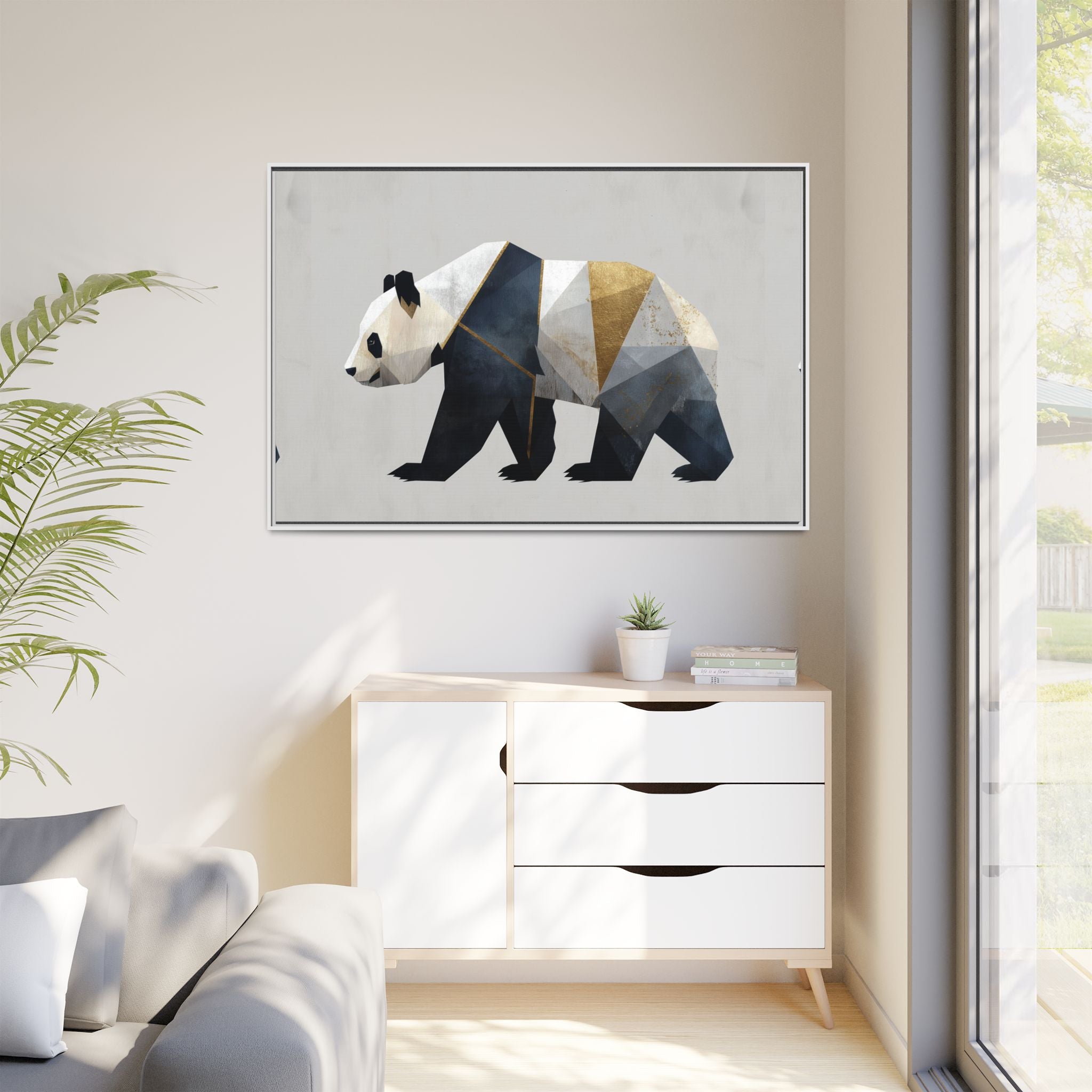 Geometric Panda: Cubist Animal Portrait, Modern Minimalist Art Style   |  Personalized & Custom Orders Available