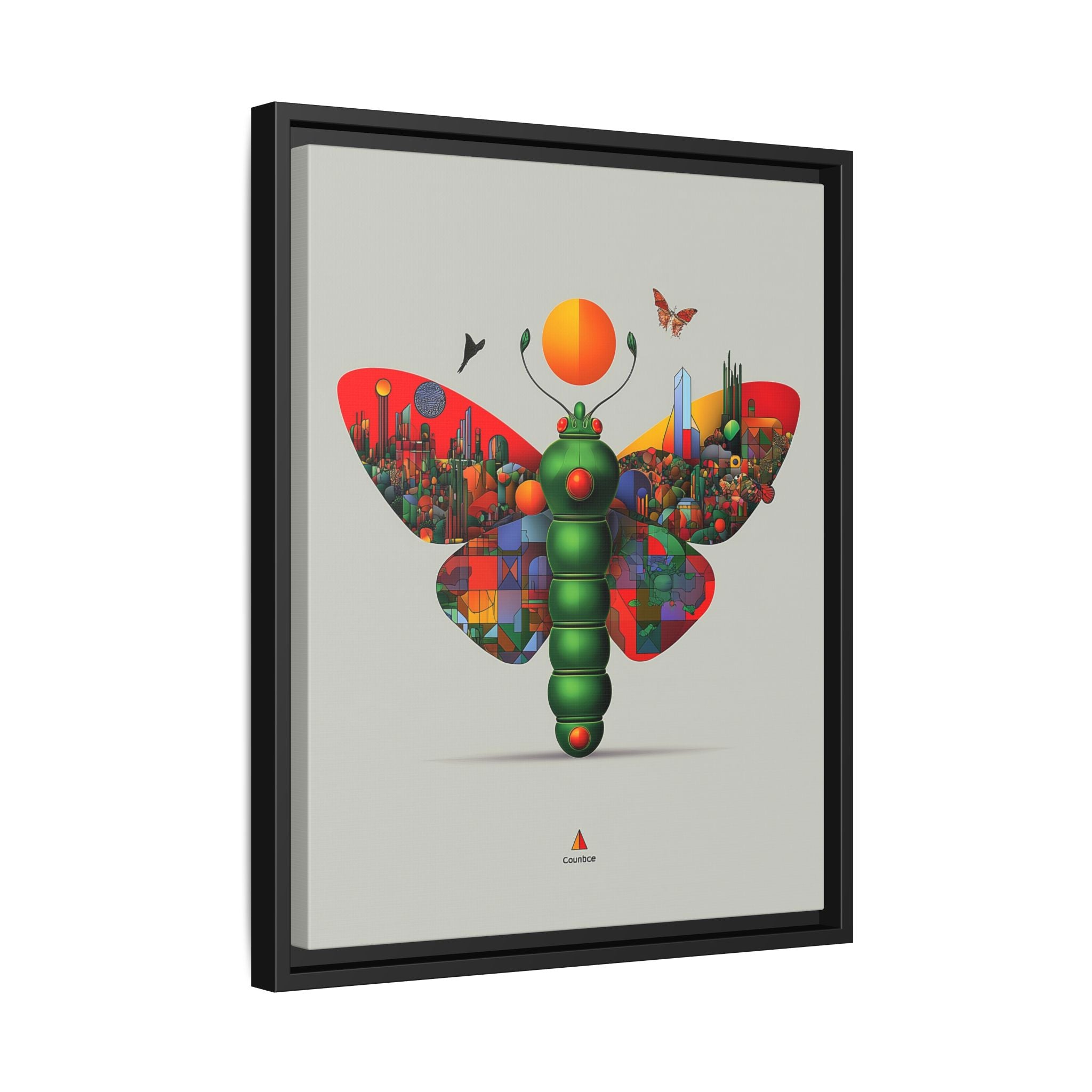 Urban Metamorphosis Framed Print: Geometric Cityscape Butterfly, Digital Surrealism Collage   |  Custom Orders Available