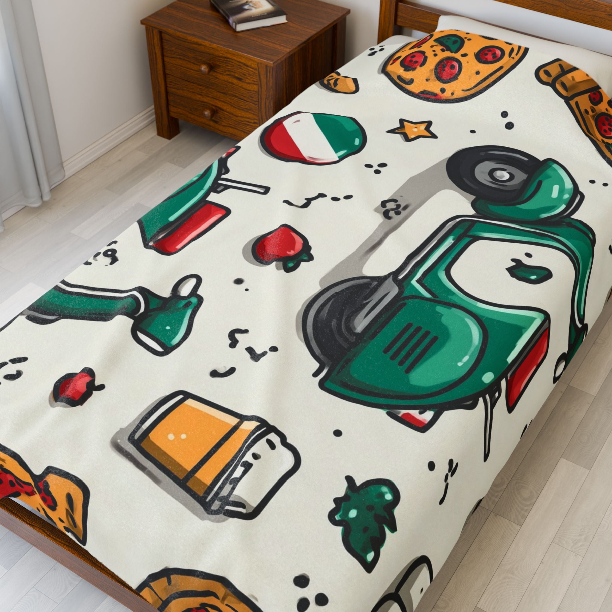 Bellissima Italia Quilt Doona Duvet Cover : Cultural Icons Collage, Italian Design Illustration   |   Custom Orders Accepted