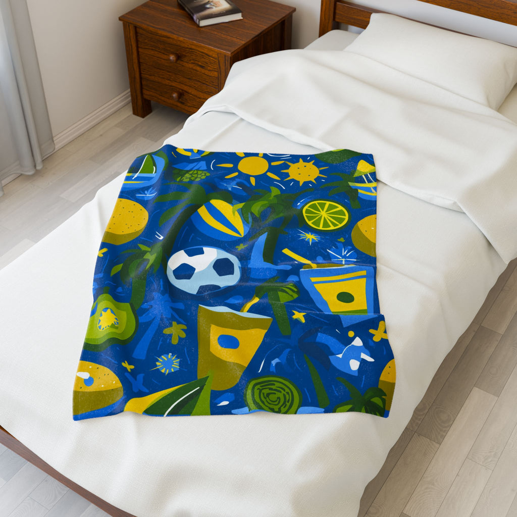 Brazil Summer Bliss Quilt Doona Duvet Cover : Tropical Paradise Vibes, Graphic Design Sunshine Illustration   |   Custom Orders Accepted