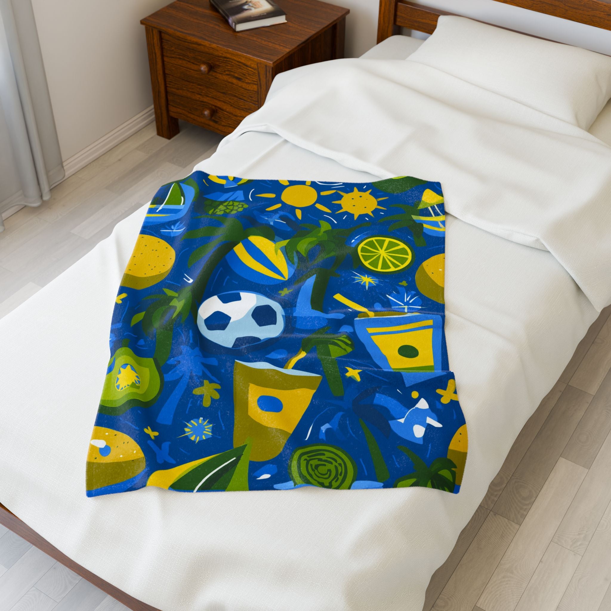 Brazil Summer Bliss Quilt Doona Duvet Cover : Tropical Paradise Vibes, Graphic Design Sunshine Illustration   |   Custom Orders Accepted