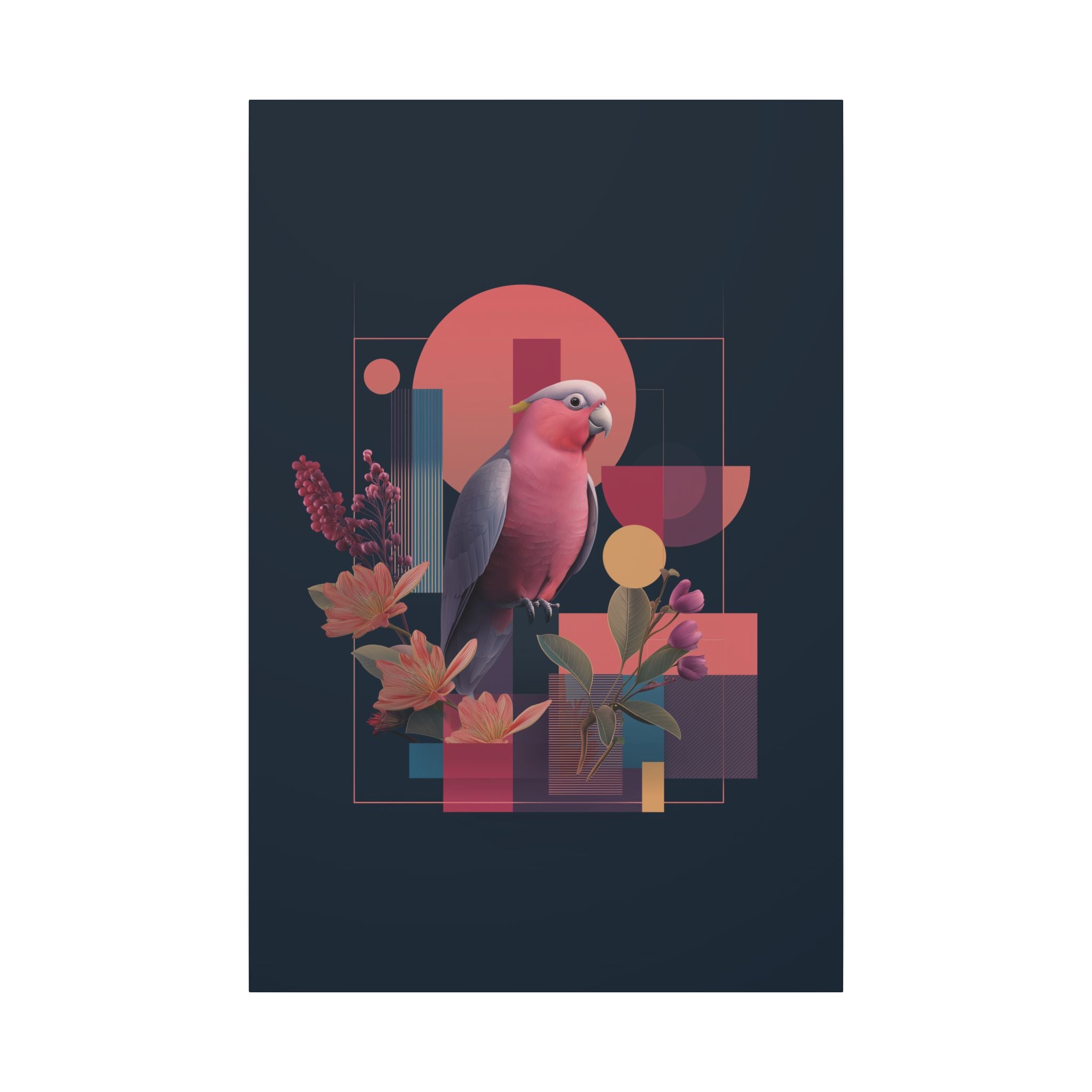 Geometric Parrot Symphony: Digital Neo-Retro Illustration, Abstract Avian Design   |    Custom Orders Available