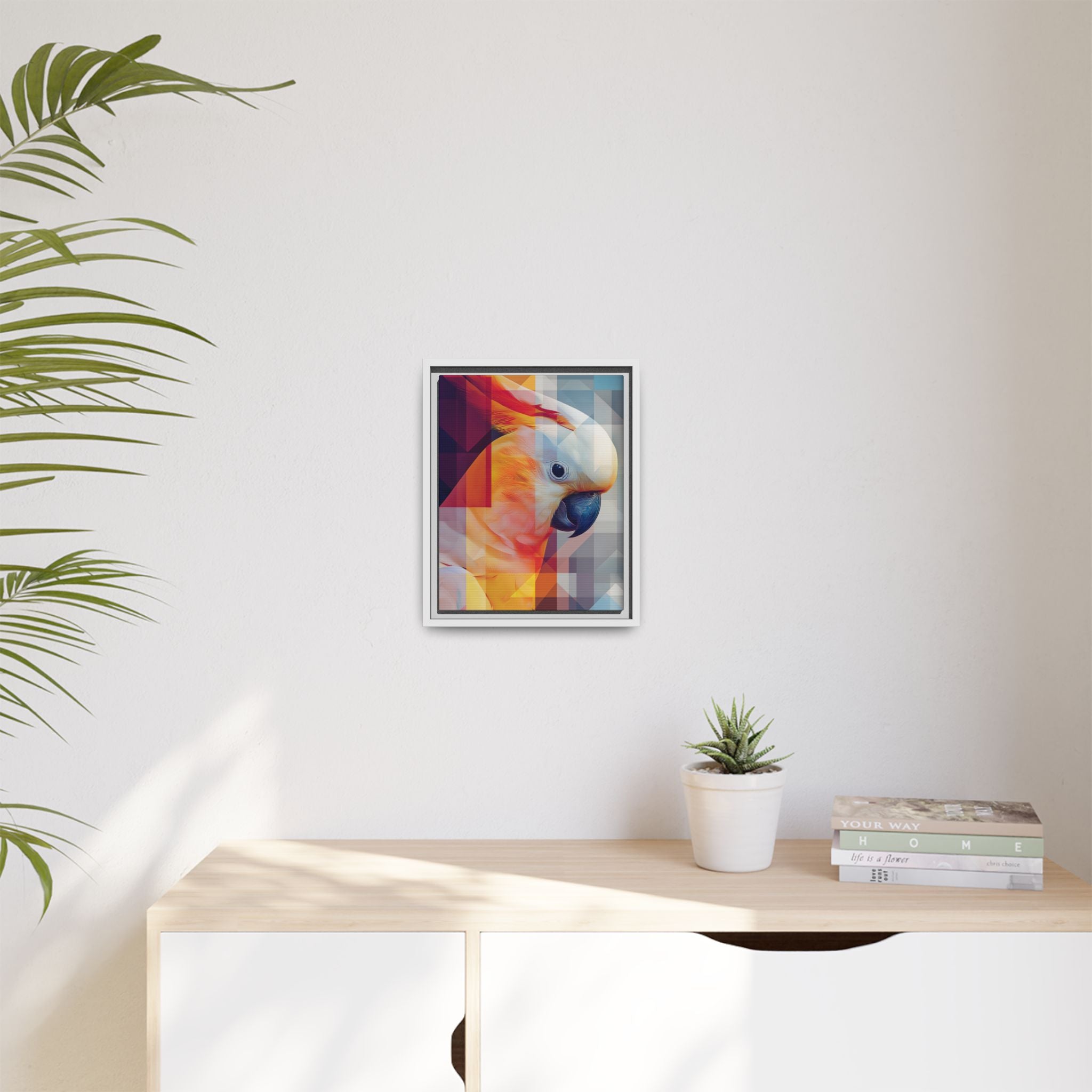 Prismatic Plume: Geometric Parrot Portrait, Digital Mosaic Abstraction   |    Custom Orders Available