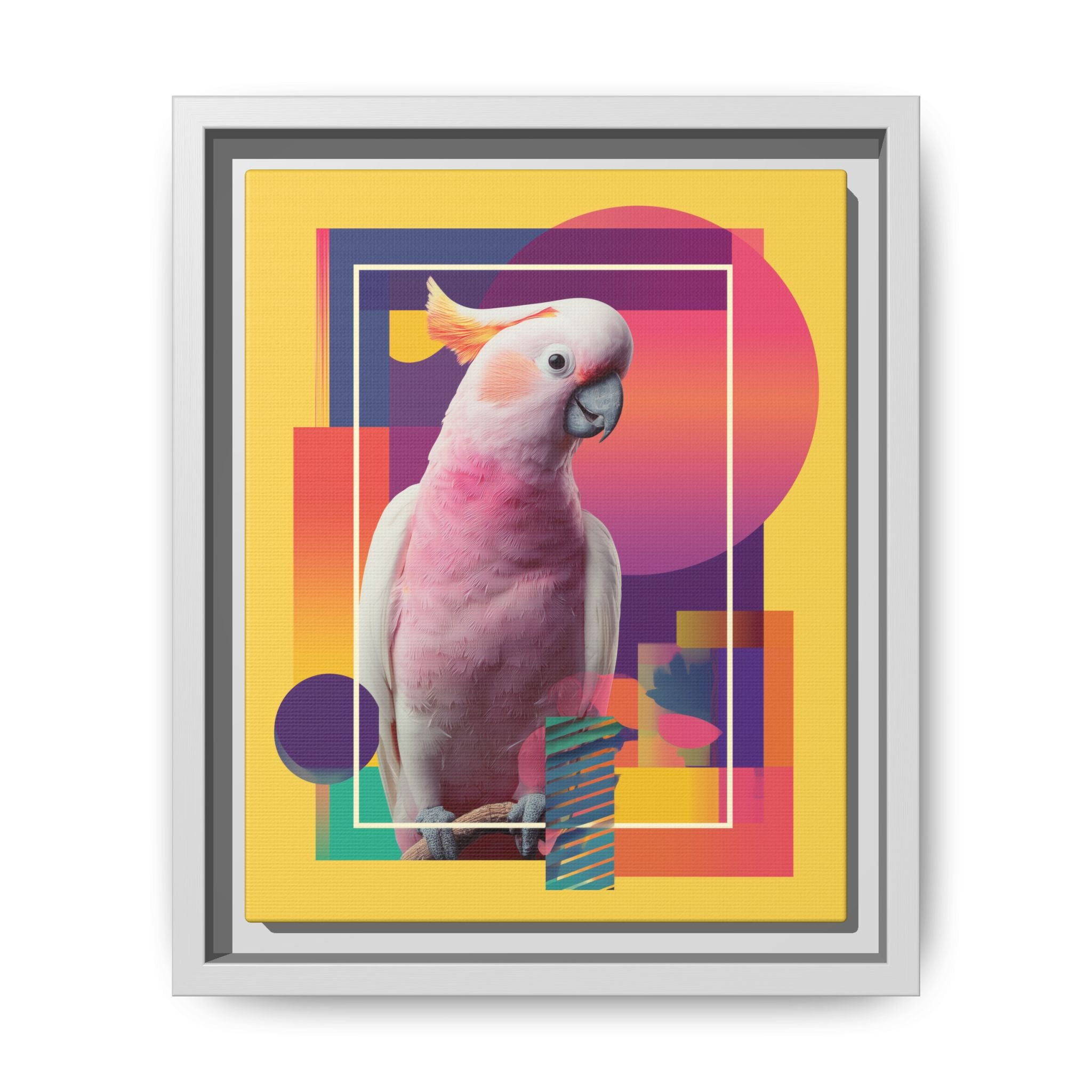 Geometric Cockatoo Composition: Moluccan Parrot Portrait, Modern Abstract Design   |    Custom Orders Available