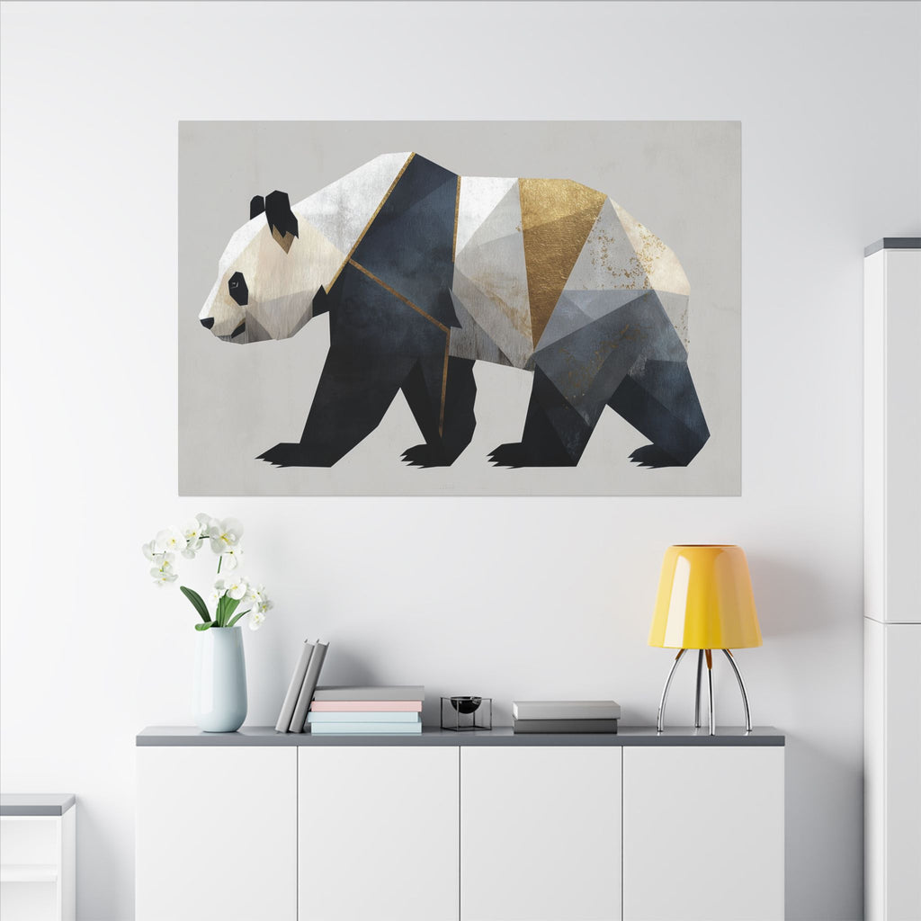 Geometric Panda Mosaic: Cubist Wildlife Art, Angular Polygon Design, Modern Metallic Illustration   |  Personalized & Custom Orders