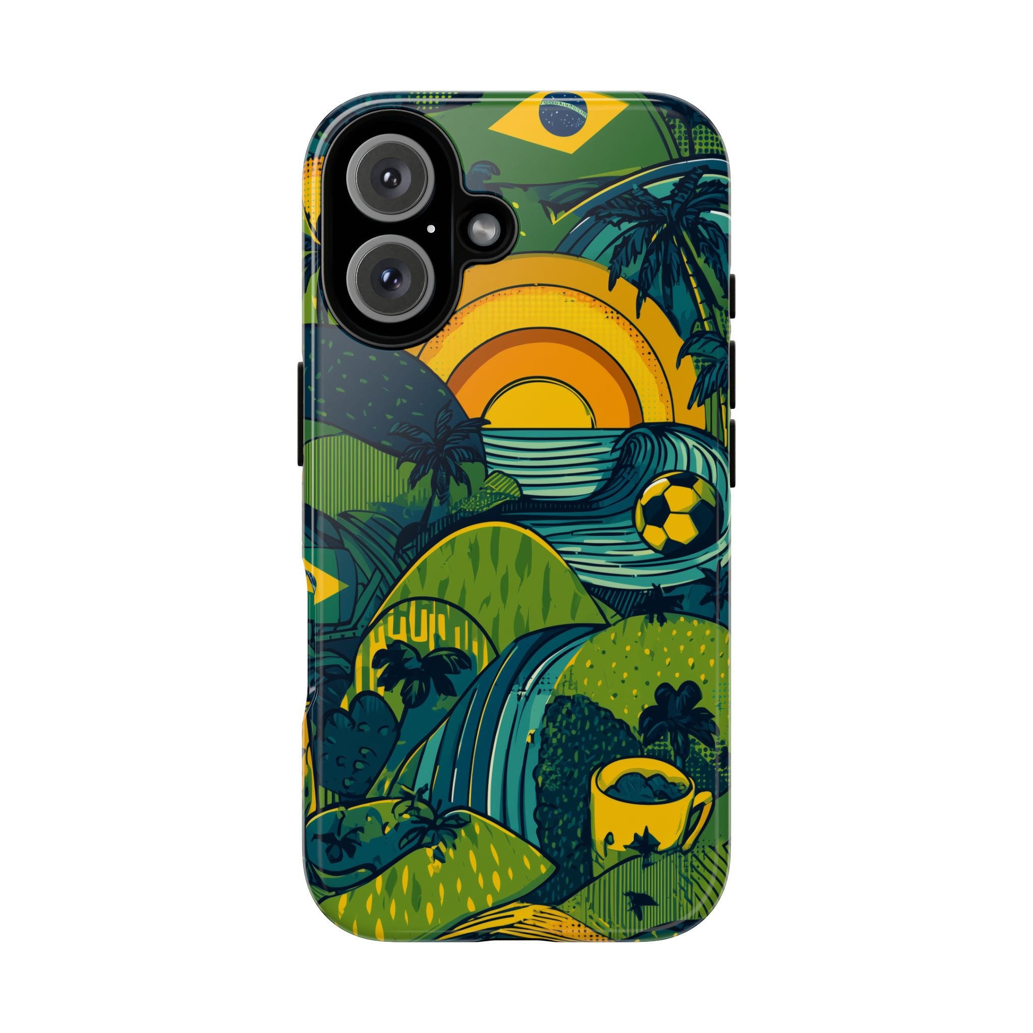 Brazil Tough Cases: Sporty Tropical Phone Case, Fun Beach Vibe Phone Accessory, Summer Travel Gift, Colorful Phone Cover, Casual Style Tech