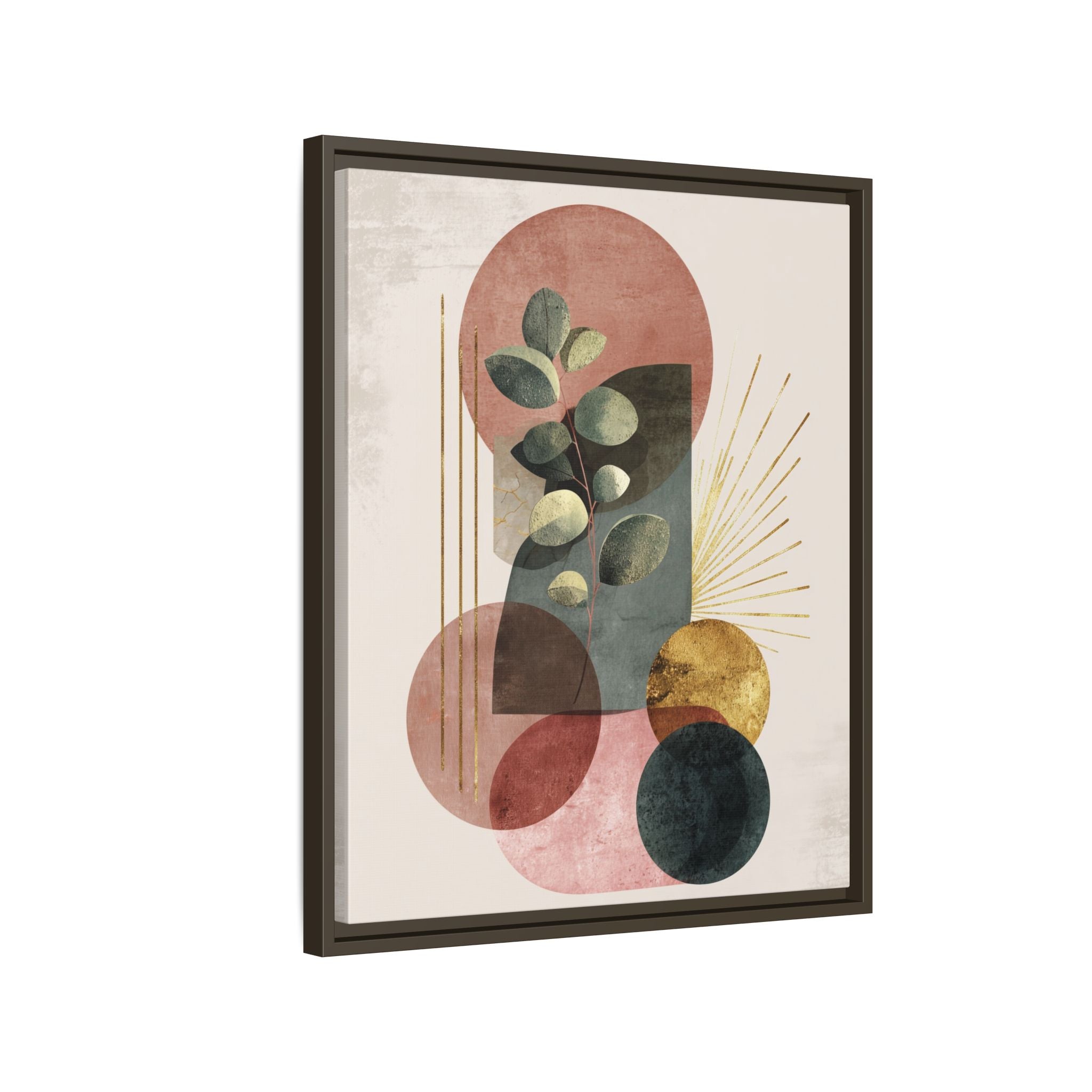 Botanical Geometric Symphony: Eucalyptus Harmony, Metallic Intersections, Modern Earth Tones   |   Custom Orders Accepted