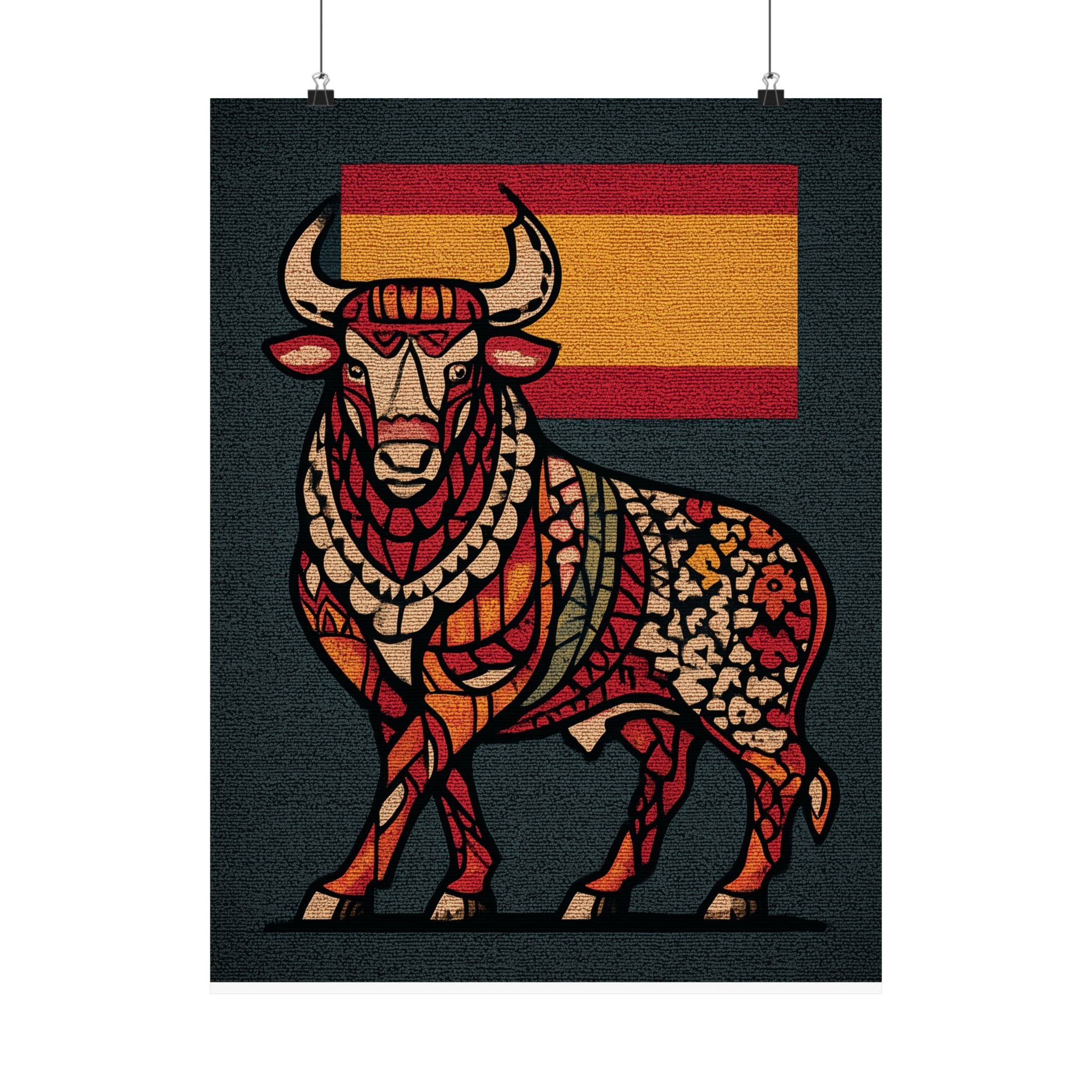 Vibrant Spanish Bull Poster, Colorful Art Print, Unique Wall Decor, Home Decoration, Gift for Art Lovers, Celebratory Decor