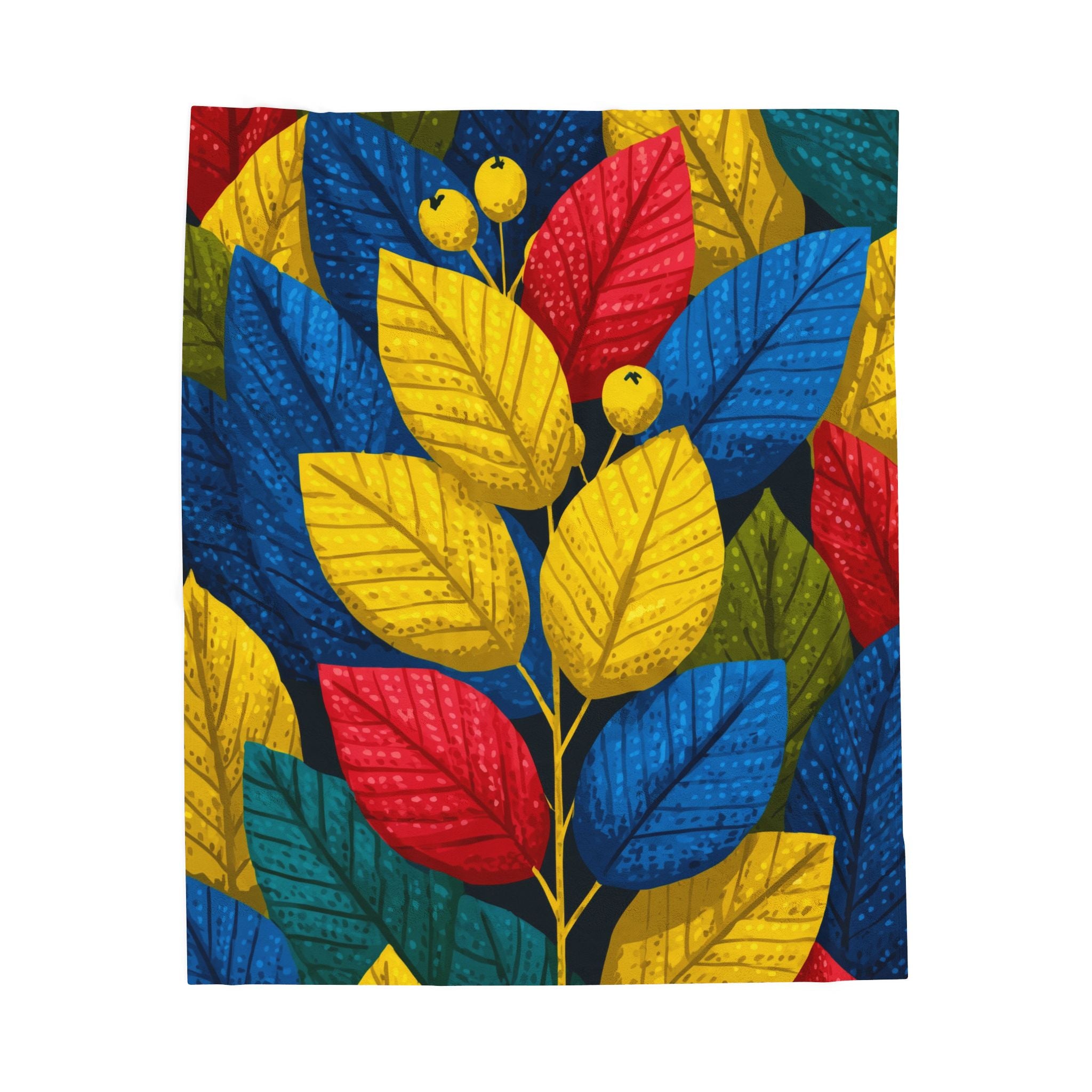 Foliage Fusion Quilt Doona Duvet Cover : Botanical Graphic Design, Vibrant Leaf Composition   |   Custom Orders Accepted