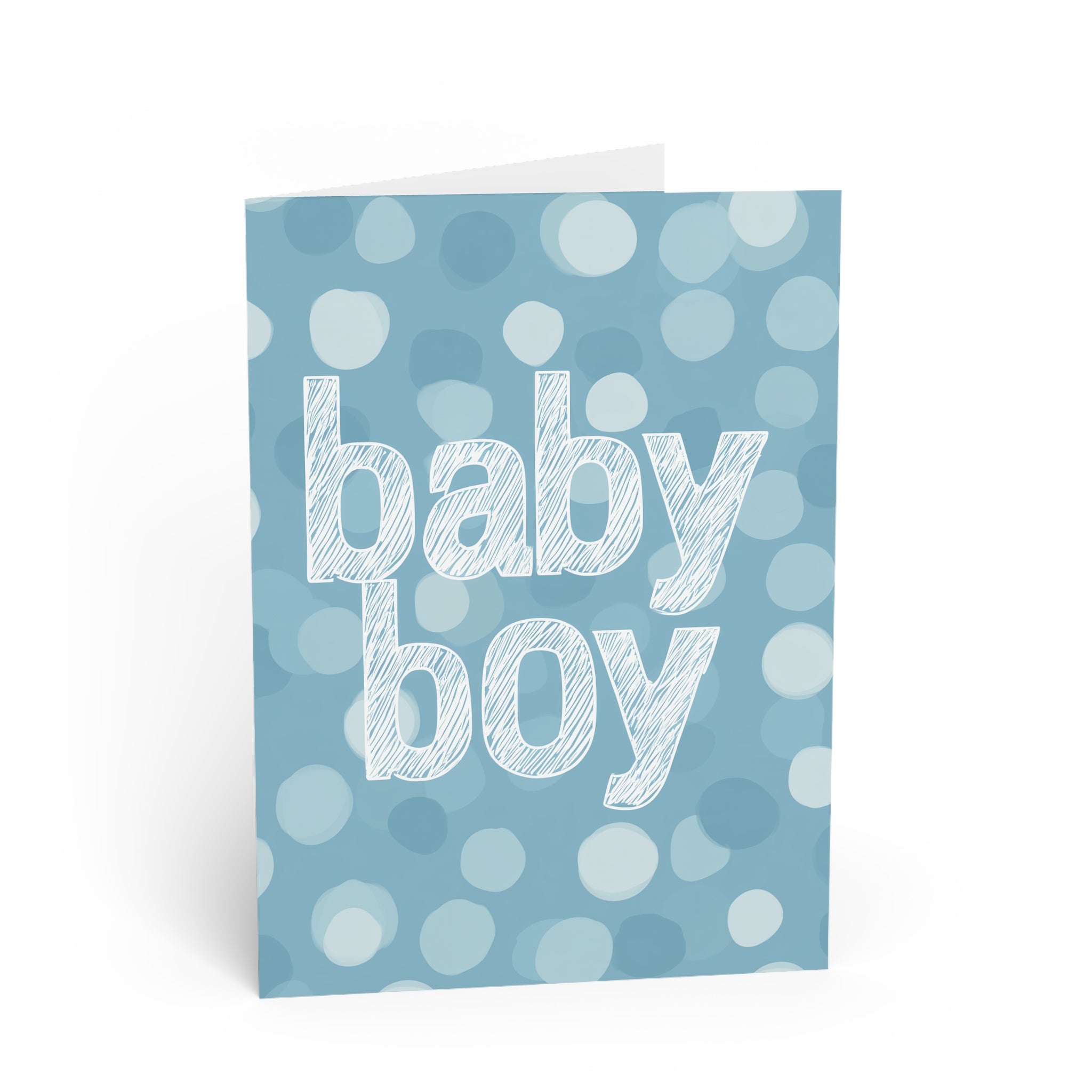 Baby Boy Greeting Card — Blue Polka Dot Newborn Congratulations Card