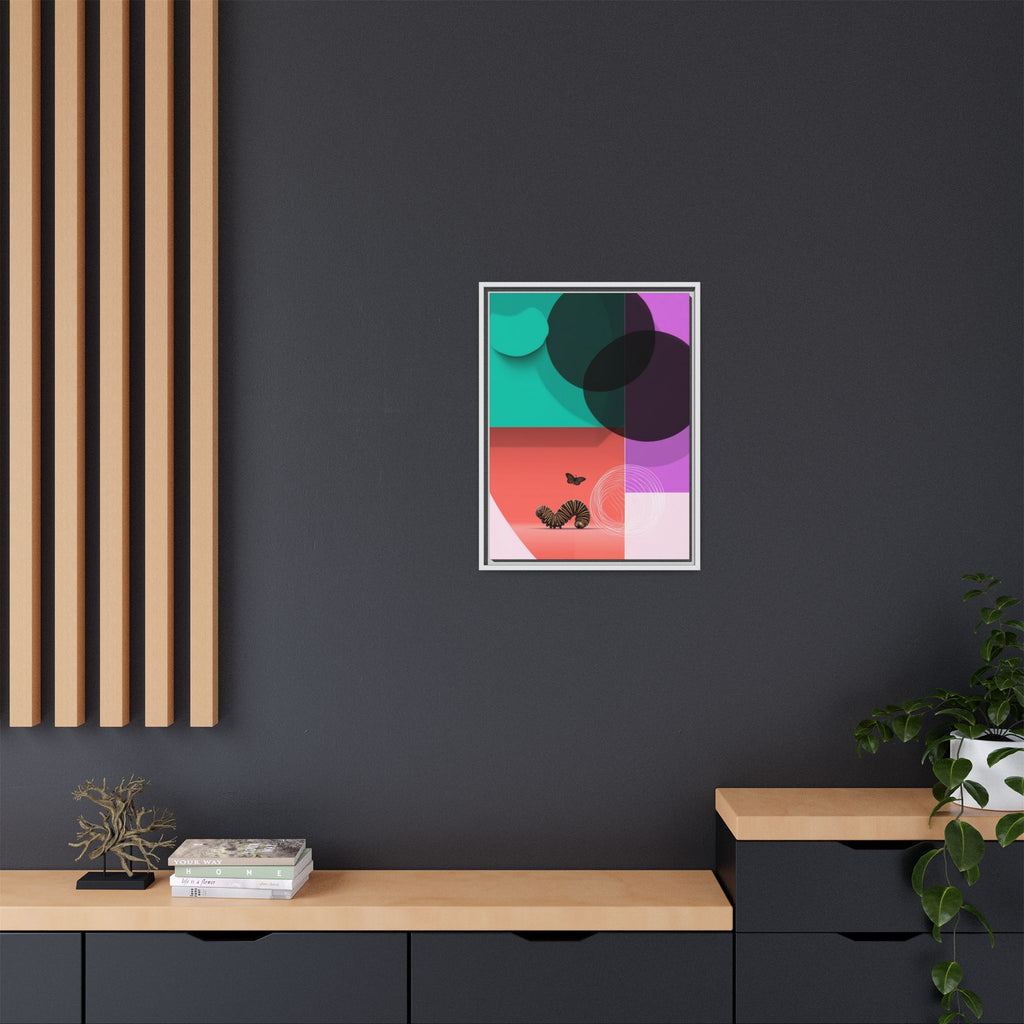 Striped Caterpillar and Butterfly Framed Print , Mid-Century Modern Color Blocks   |  Personalized & Custom Orders Available
