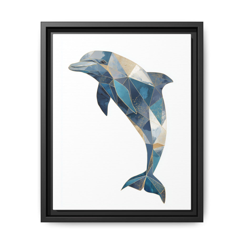 Geometric Dolphin Mosaic Framed Print , Contemporary Marine Art   |  Personalized & Custom Orders Available