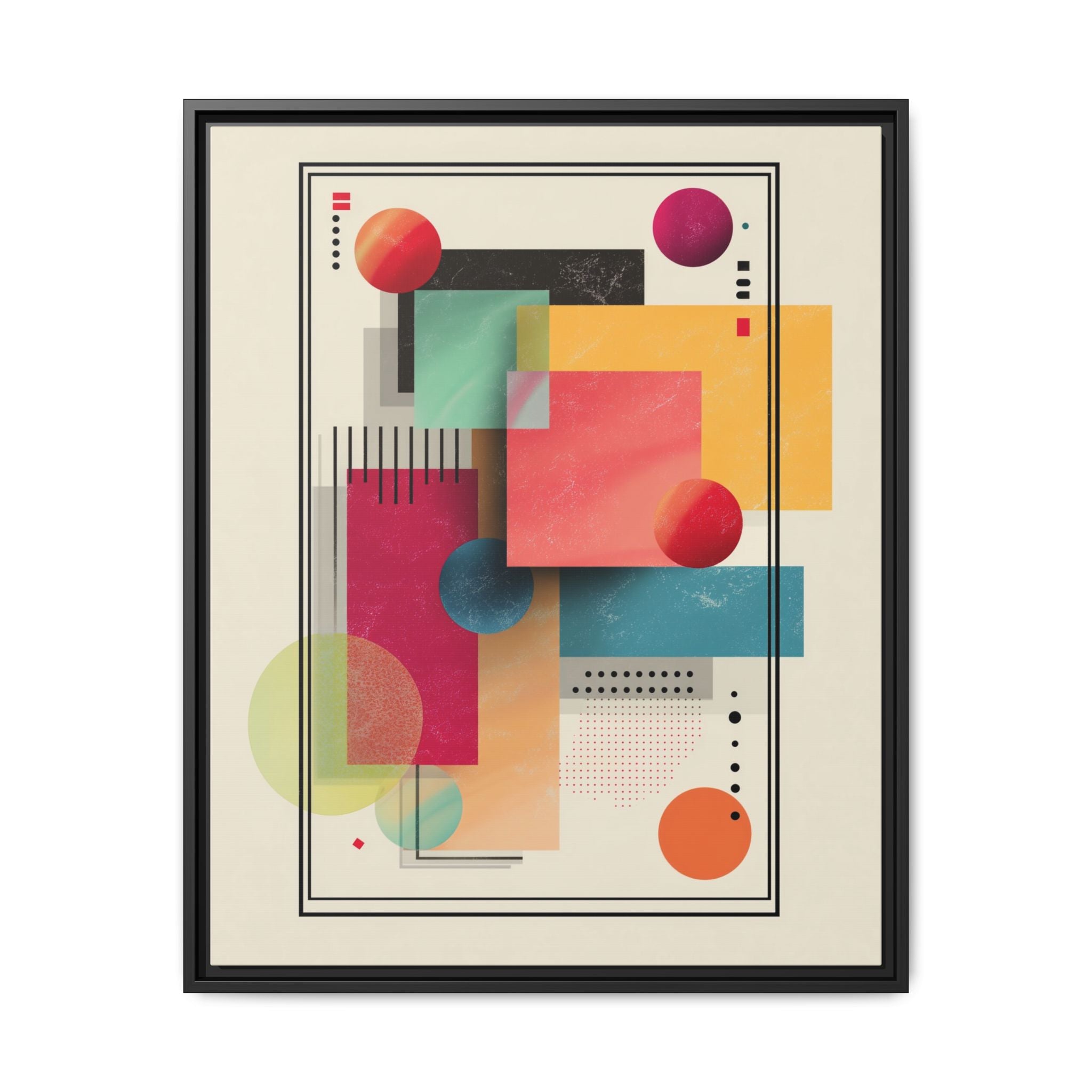 Geometric Harmony: Bauhaus Intersections, Digital Abstract Layers, Contemporary Color Palette   |   Custom Orders Accepted