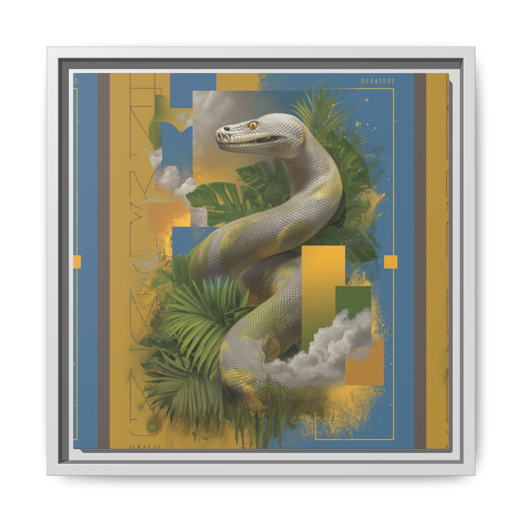 Serpent's Geometry: Tropical Jungle Fusion, Digital Surrealist Composition   |  Personalized & Custom Orders Available