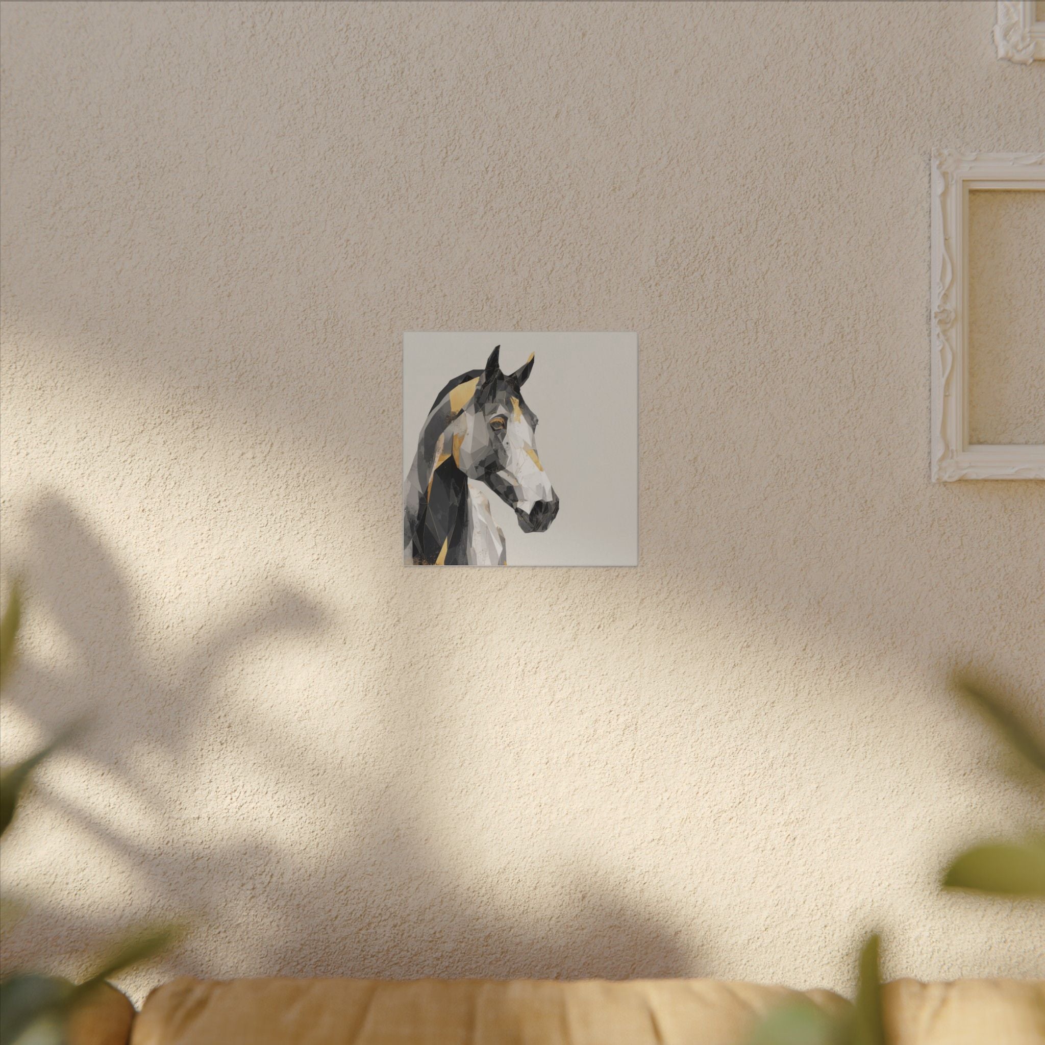 Geometric Equine Elegance: Polygonal Horse Portrait, Modern Digital Art, Metallic Cubist Interpretation   |  Personalized & Custom Orders