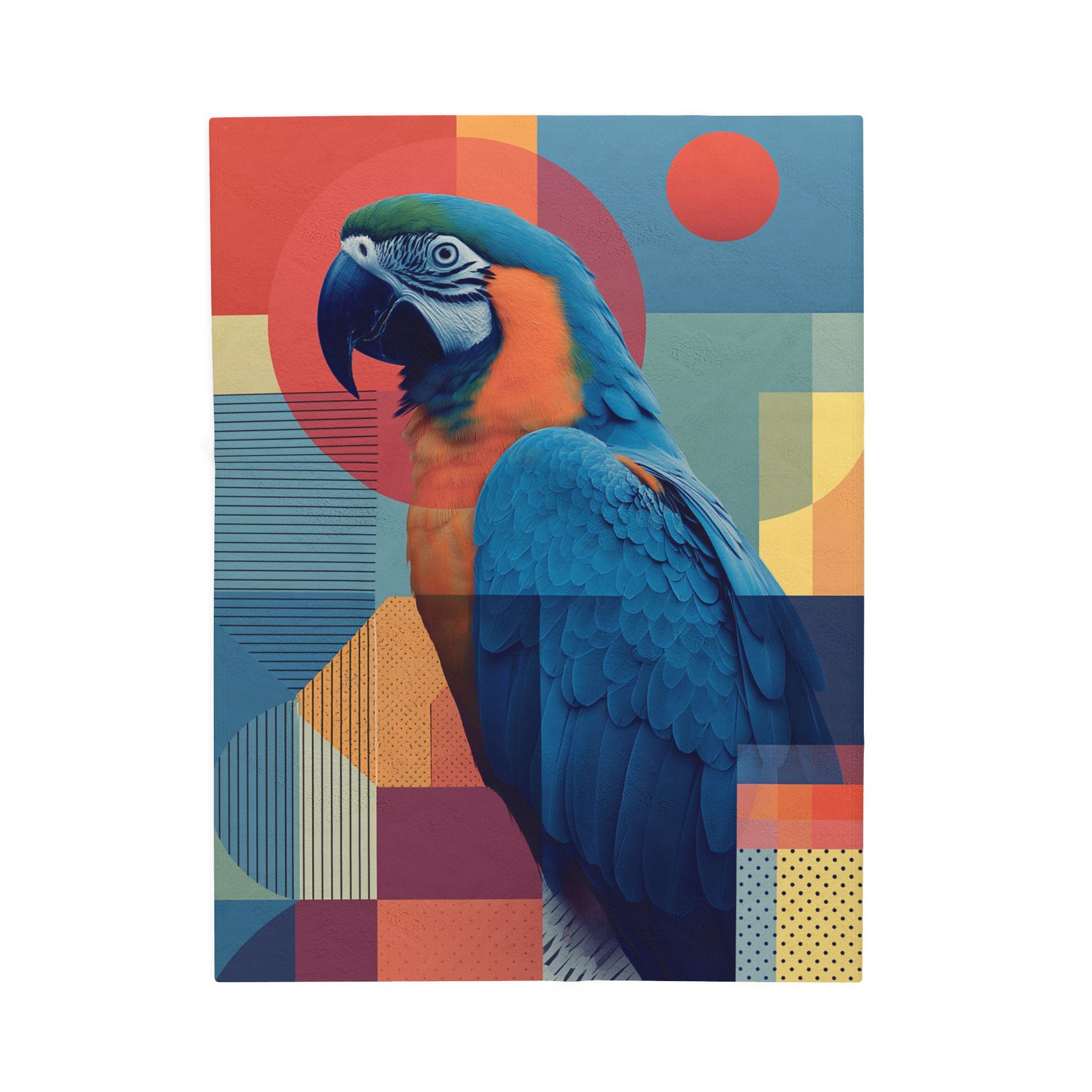 Geometric Macaw Quilt Cover, Doona Cover, Duvet : Abstract Avian Symphony, Contemporary Art Print   |    Custom Orders Available