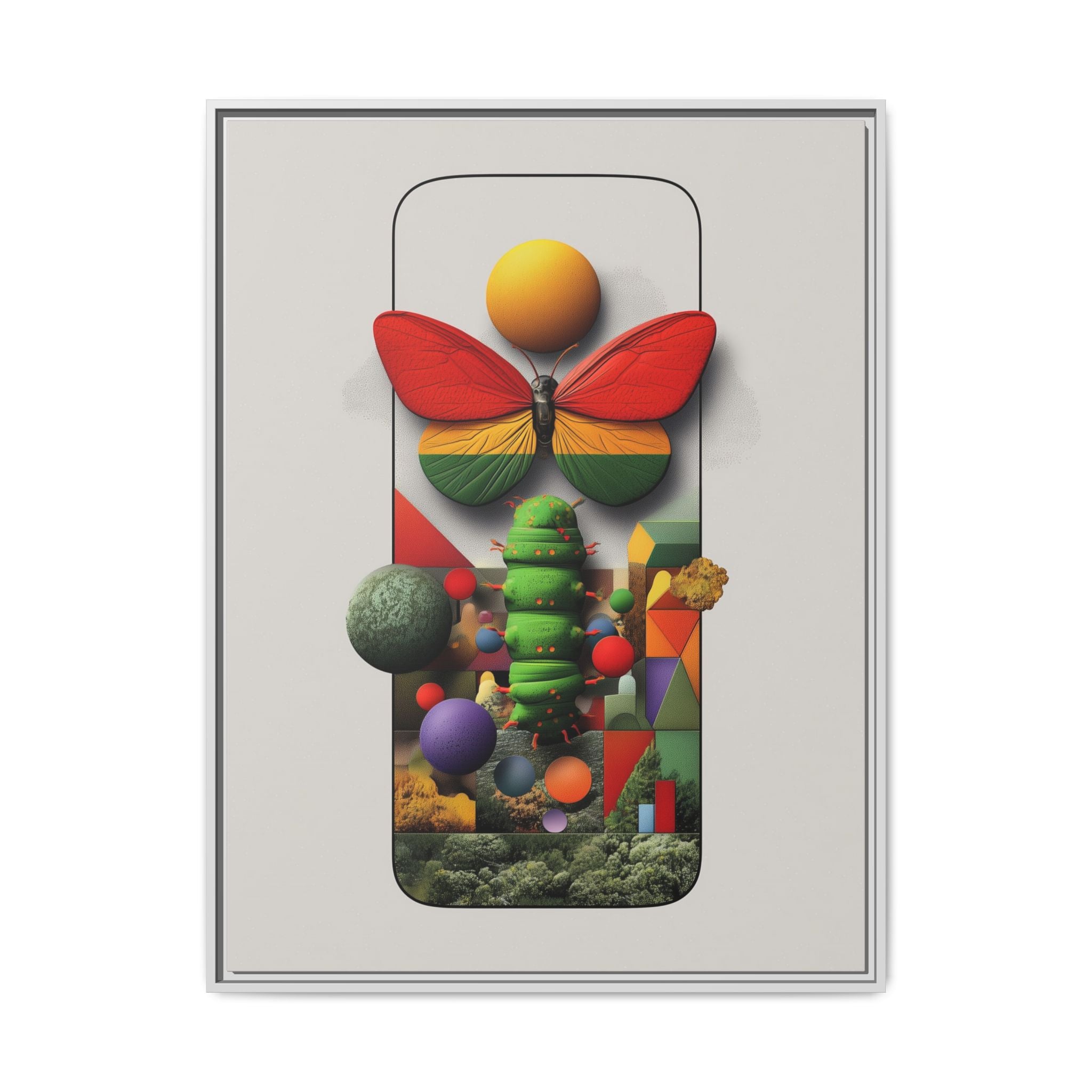 Metamorphosis Framed Print : Geometric Nature Transformation, Vibrant Butterfly Composition   |  Personalized & Custom Orders Available