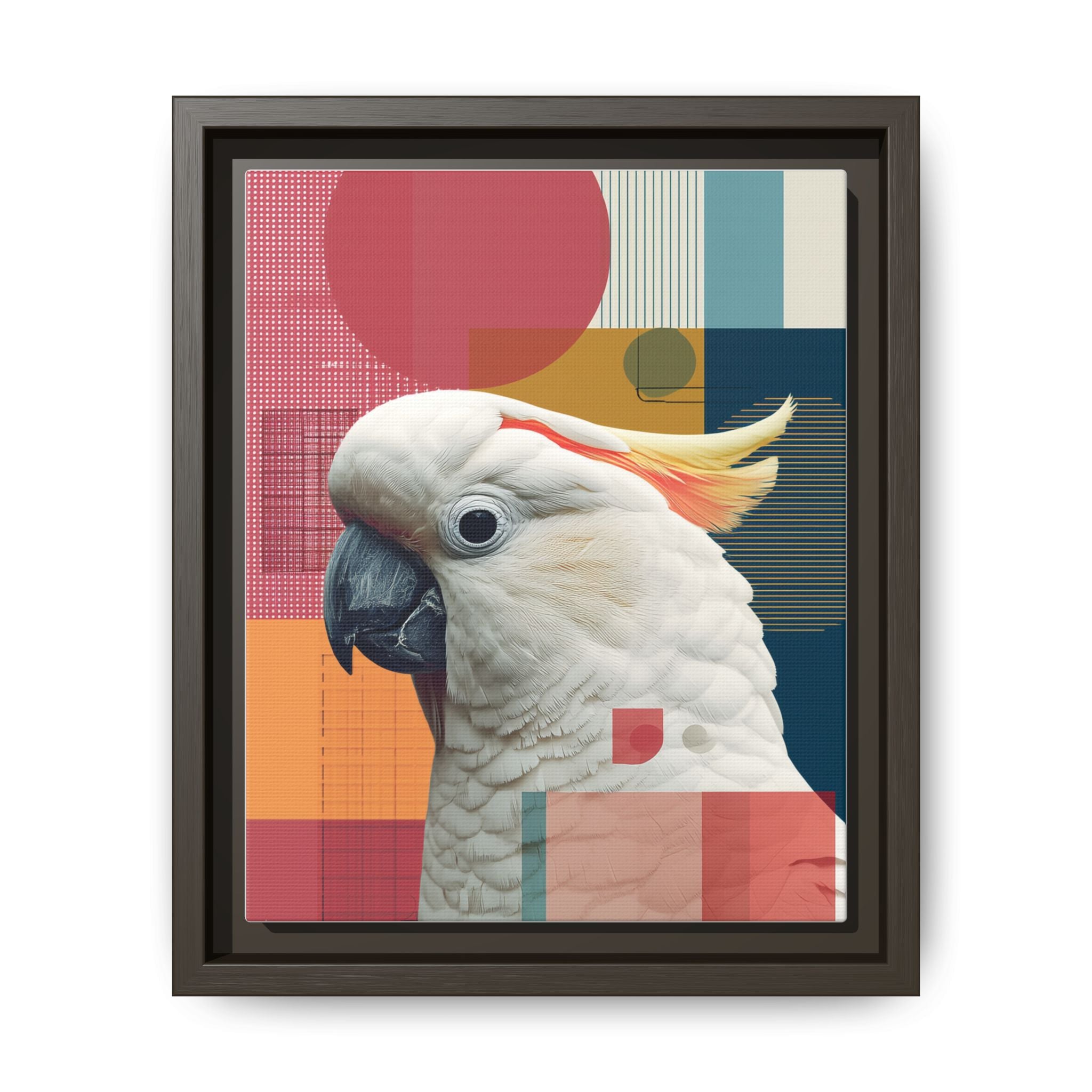 Cockatoo in Geometry: Mid-Century Modern Wildlife Art, Photorealistic Nature Print   |    Custom Orders Available