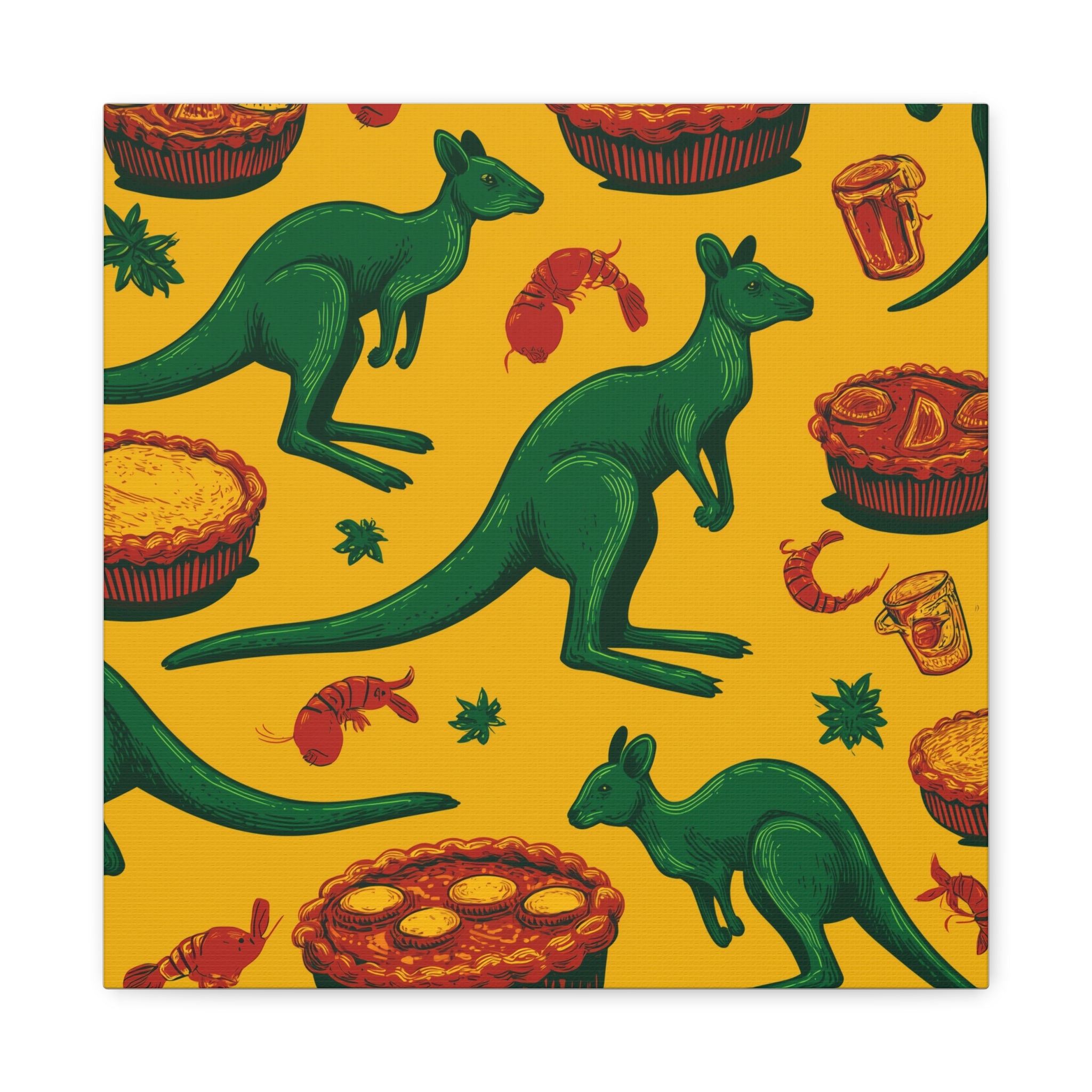 Kangaroo Canvas Wall Art, Vibrant Animal Decor, Unique Gift for Nature Lovers, Fun Kitchen Wall Hanging, Australian Themed Art