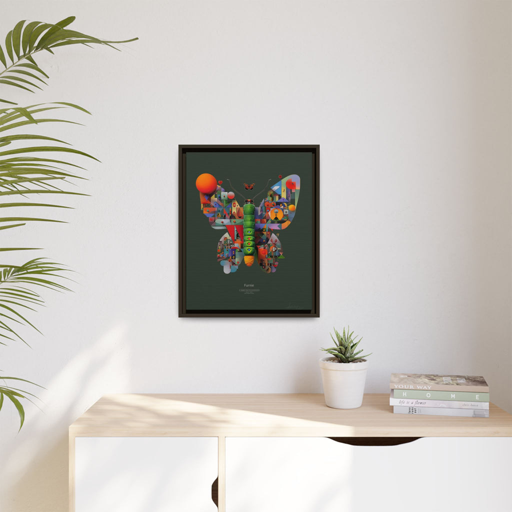 Geometric Metamorphosis Framed Print : Digital Cubist Butterfly, Urban Abstract Composition   |   Custom Orders Available