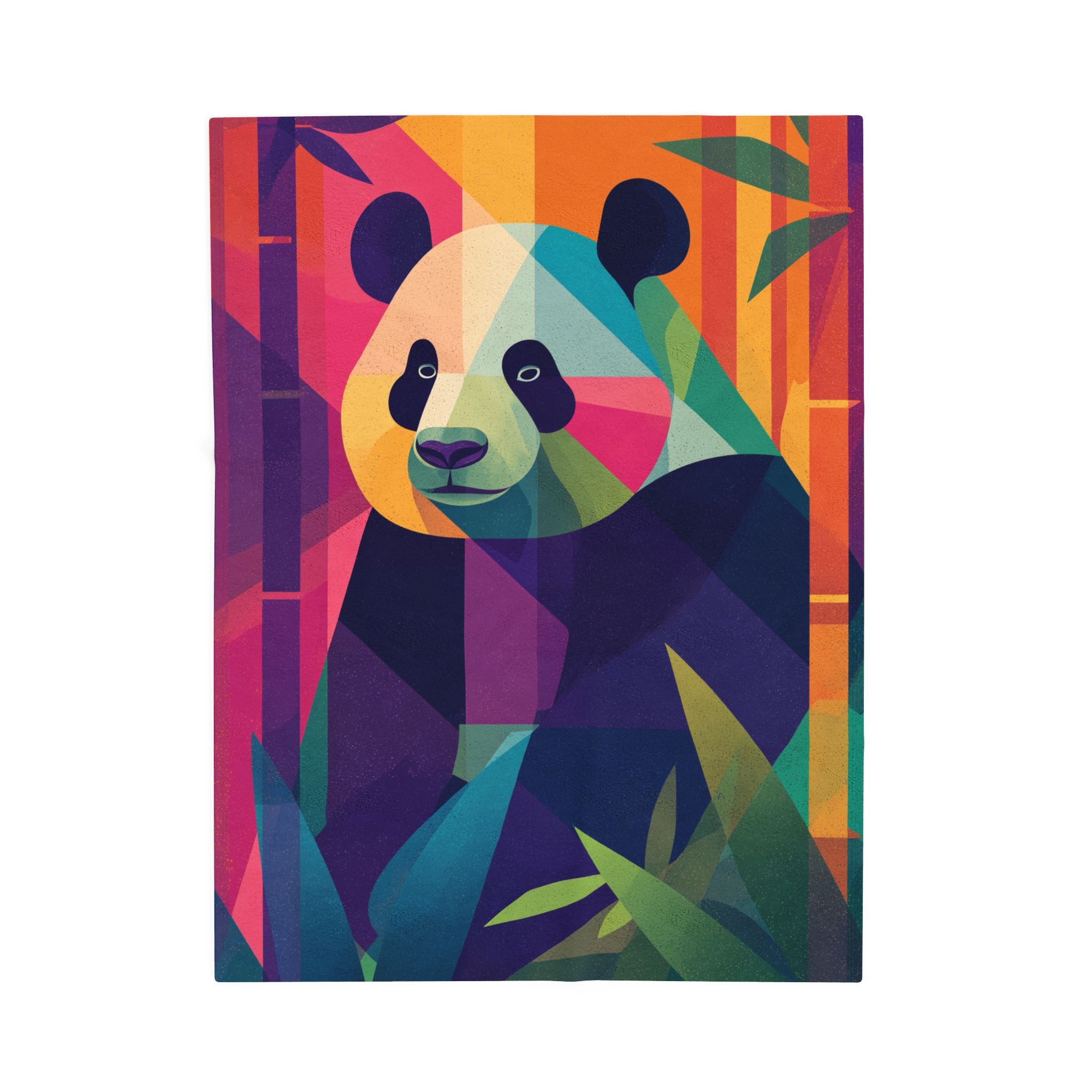 Chromatic Panda Blanket: Geometric Wildlife, Low-Poly Nature, Vibrant Color Palette   |  Personalized & Custom Orders Available