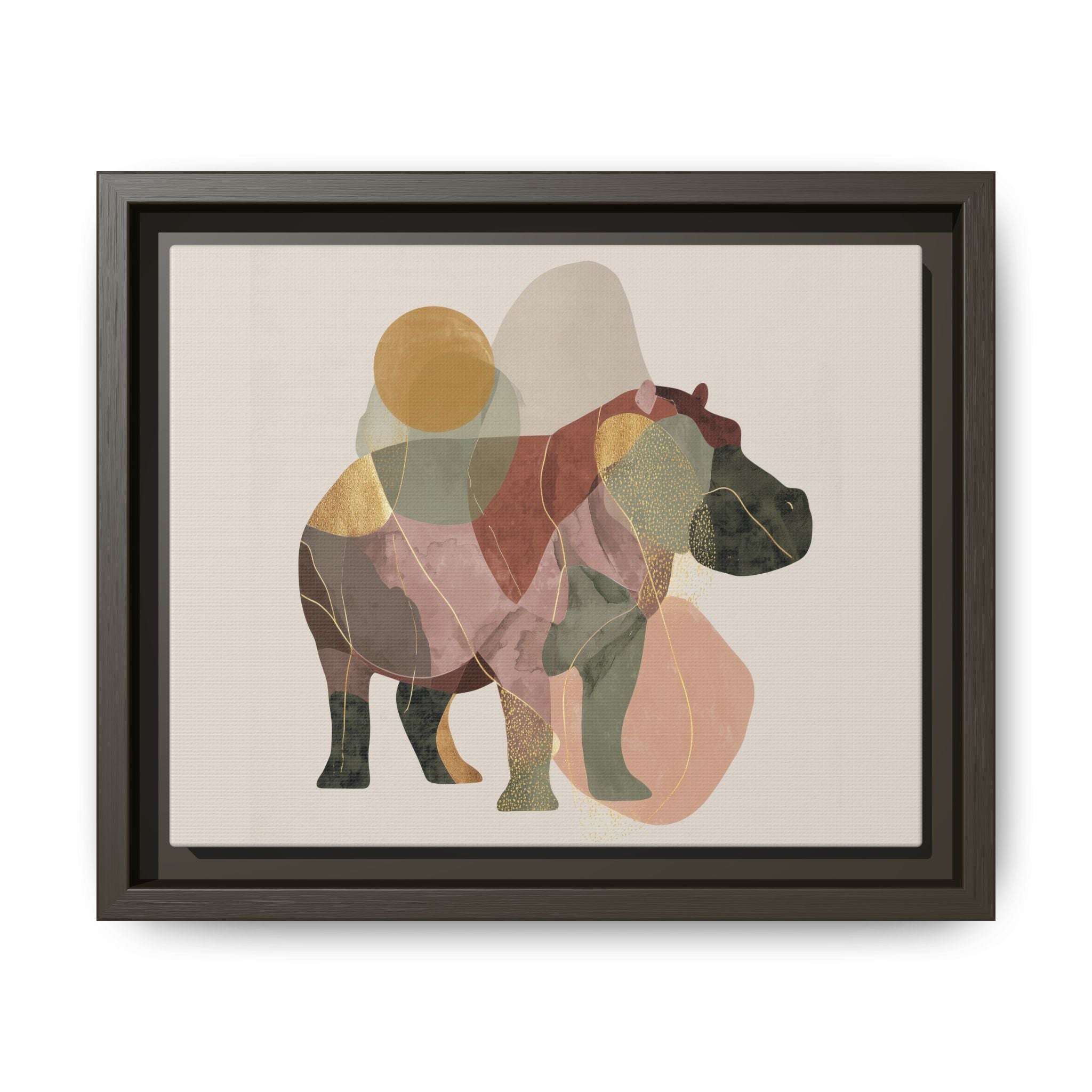 Geometric Hippo: Abstract Animal Watercolor, Modern Minimalist Composition   |    Custom Orders Available
