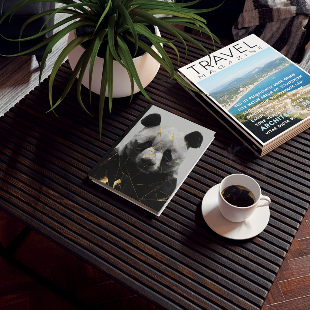 Personalized Gold Accented Geometric Panda Journal    |  Metallic Gold Accented, Wildlife Art   |   Custom Orders Accepted