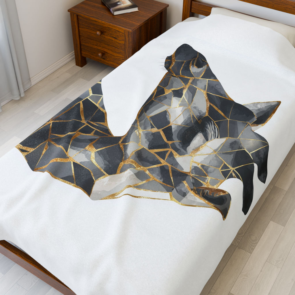 Fragmented Giraffe : Geometric Mosaic Decor, Modern Abstract Animal Art, Metallic Gold and Grayscale Design   |  Personalized & Custom