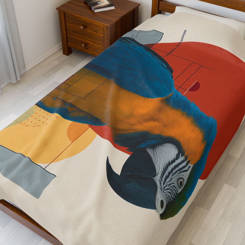 Geometric Macaw Quilt Cover, Doona Cover, Duvet : Modernist Avian Portrait, Constructivist Design   |    Custom Orders Available