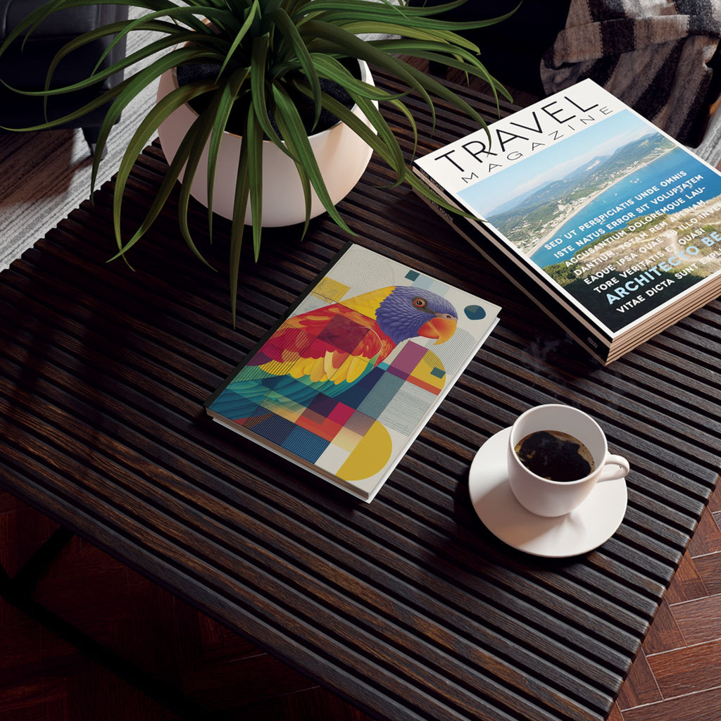 Prismatic Parrot: Geometric Bird Art, Modern Abstract Design Personalized Journal   |