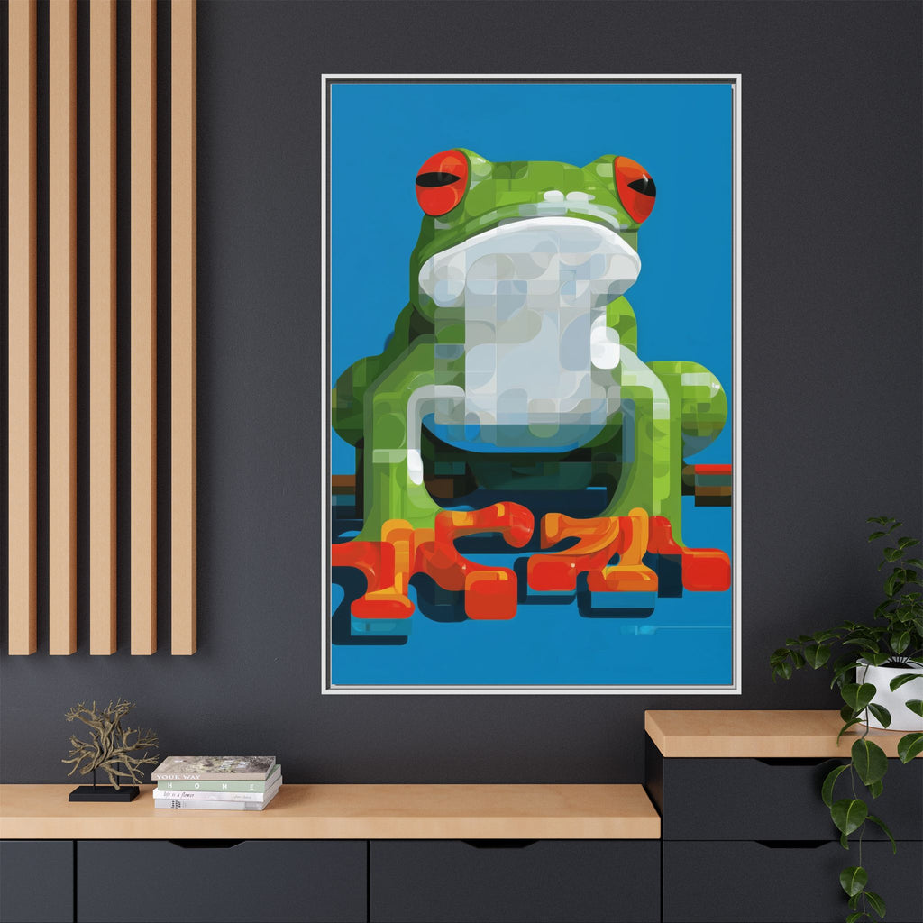 Mosaic Amphibian: Geometric Frog Portrait, Digital Pixel Art Illustration   |    Custom Orders Available