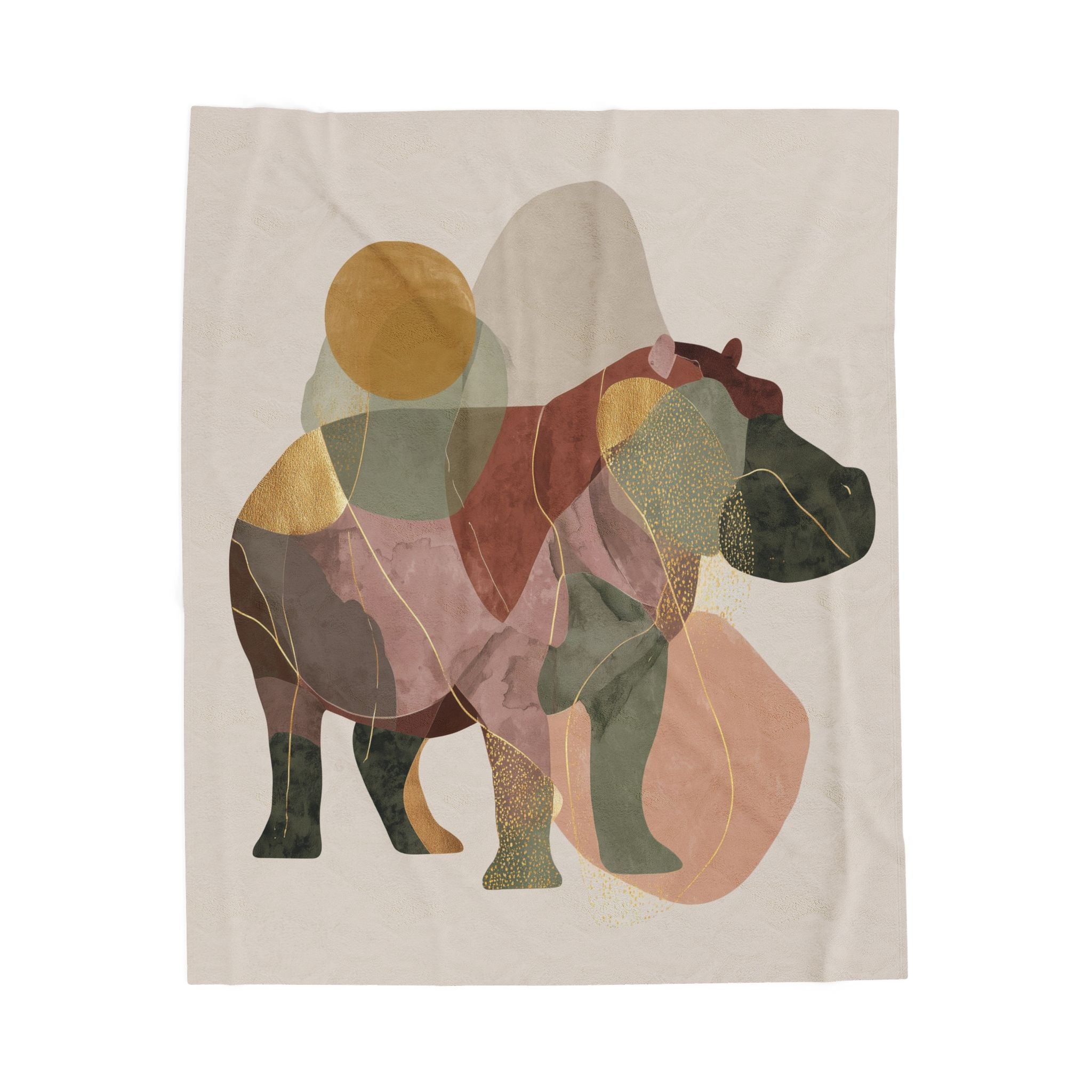 Geometric Hippo: Abstract Animal Art, Modern Cubist Style   |    Custom Orders Available