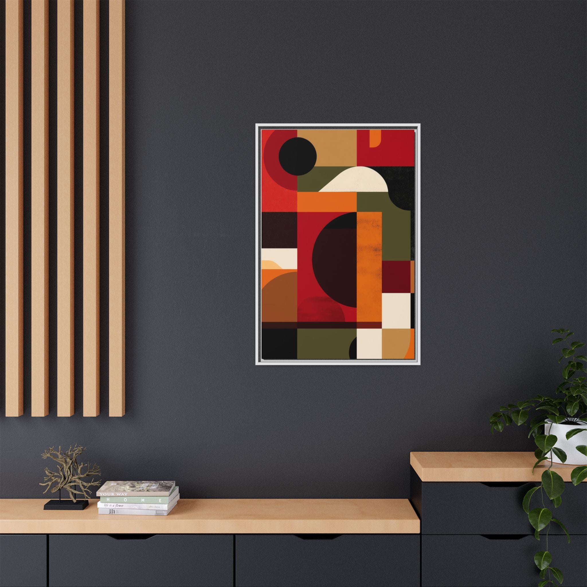 Geometric Convergence: Abstract Bauhaus Design, Constructivist Color Blocks, Architectural Art Composition   |   Custom Orders Accepted