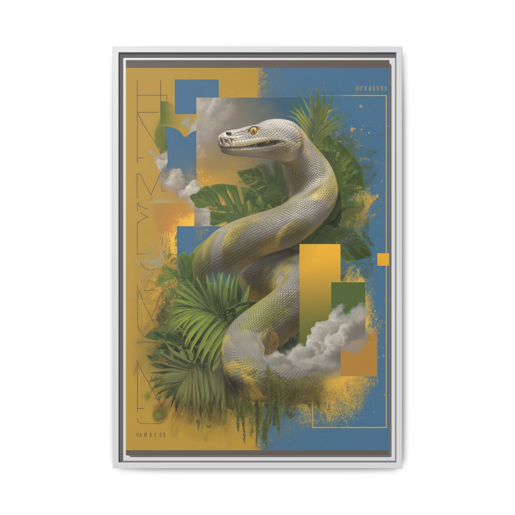 Serpent of Surreal Geometries: Tropical Hyperrealism, Digital Snake Illustration   |    Custom Orders Available